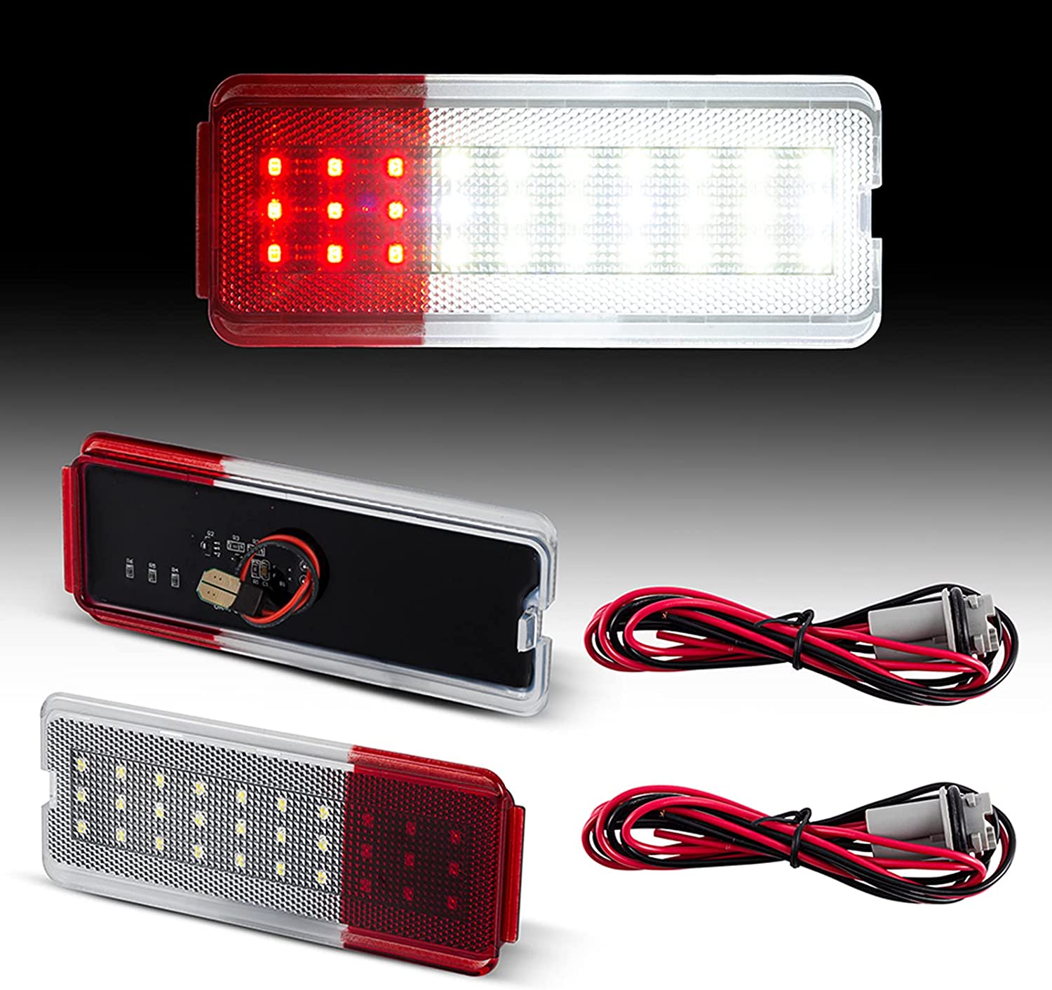 LED Interior Door Reflector Panel Courtesy light Door Light Warning Light Lamp Assembly Compatible with Ford (1999-2007 SuperDuty F250 F350 F450 F550 Super Duty & 2000-2005 Excursion),F81Z-2523820-AA - Delicate Leather