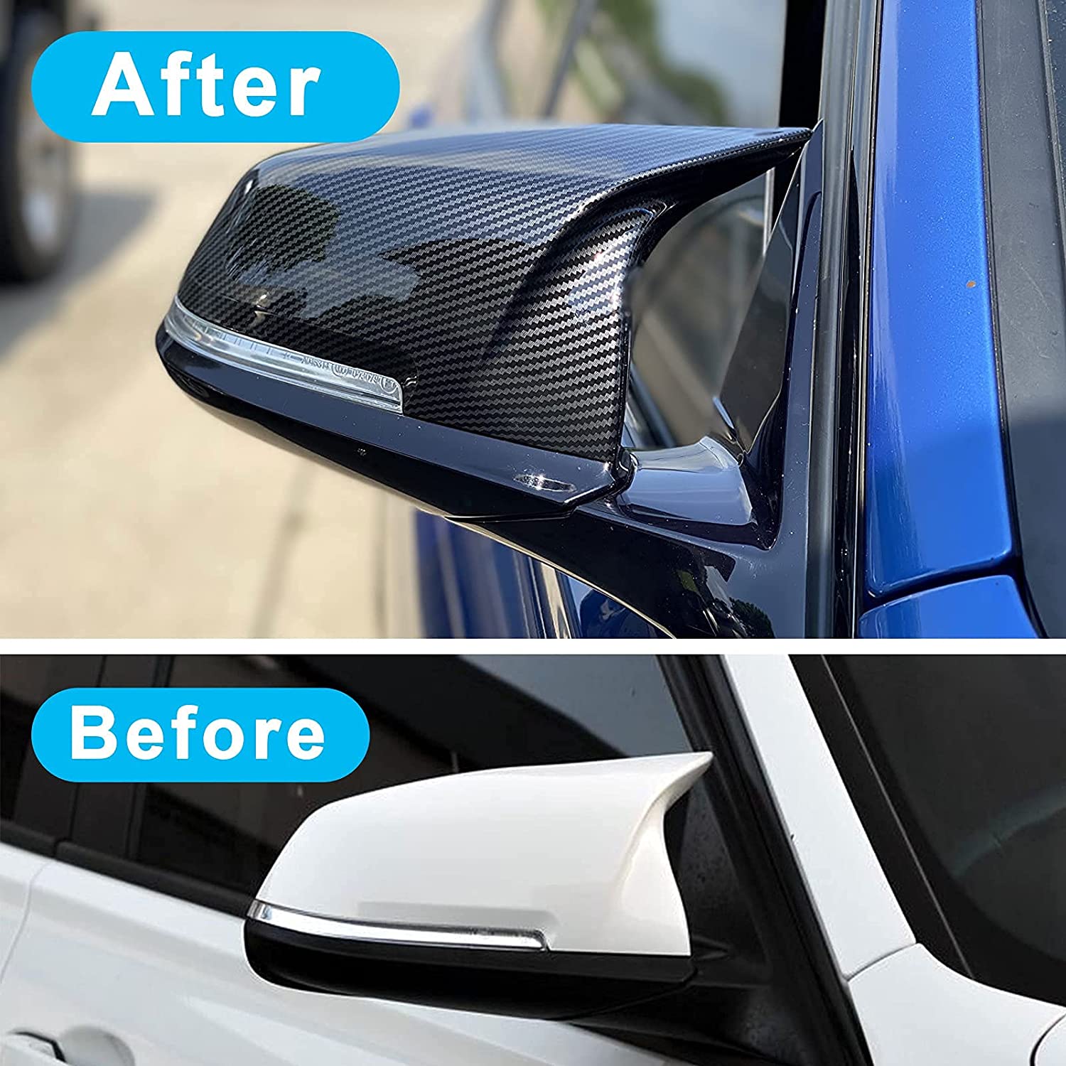 Door Mirror Covers Carbon Fiber Side Mirror Cover Caps Rearview Replacement for F20 F22 F23 F30 F31 F32 F33 F36 F87 M2 X1 E84 - Delicate Leather