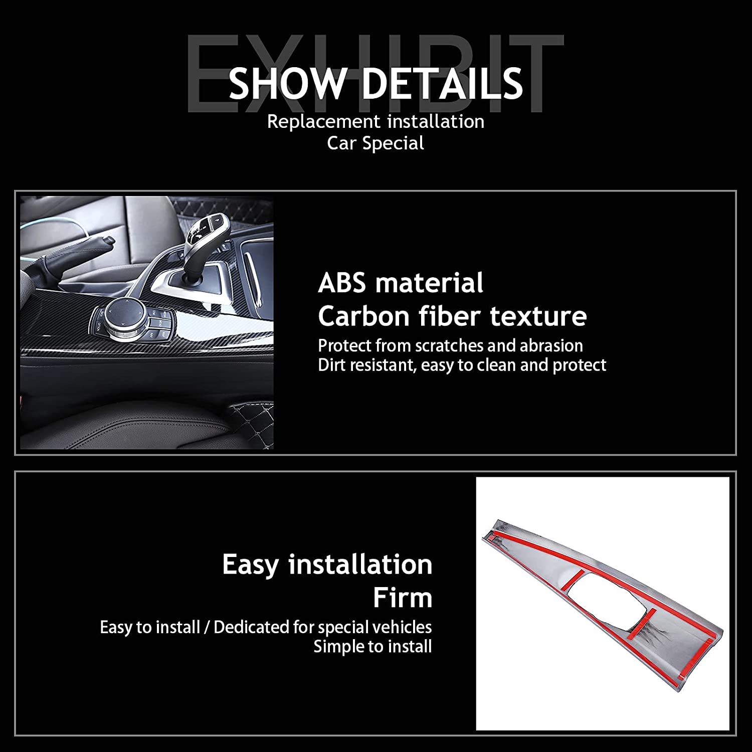 Multimedia Panel Cover for 3 4 Series, Carbon Fiber Interior Trim Multimedia Panel Cover for F30 F34 F33 F36 - Delicate Leather