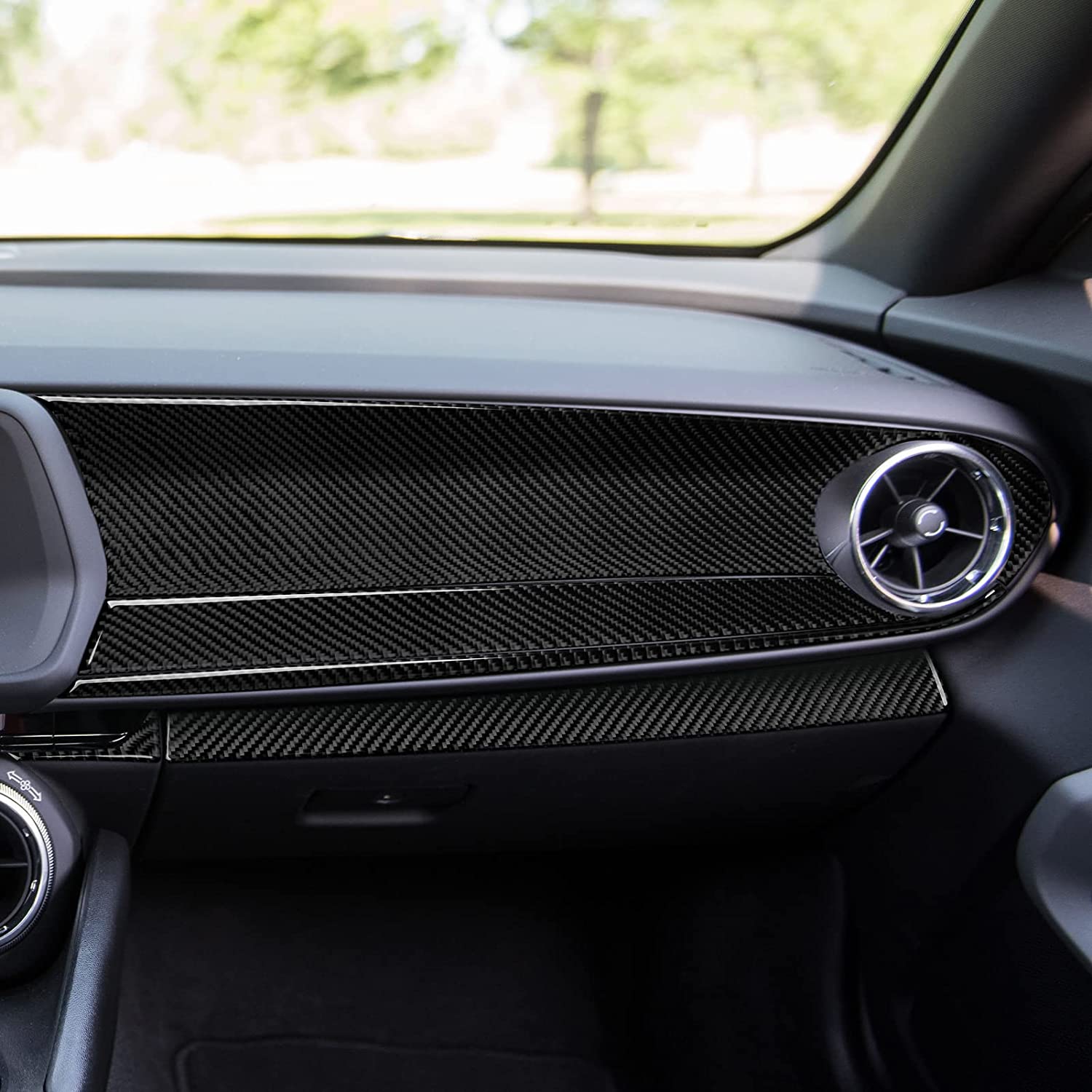 Car Copilot Center Console Dashboard Sticker Decal Carbon Fiber Interior Trim Cover Compatible with Camaro 2016 2017 2018 2019 Accessories - Delicate Leather