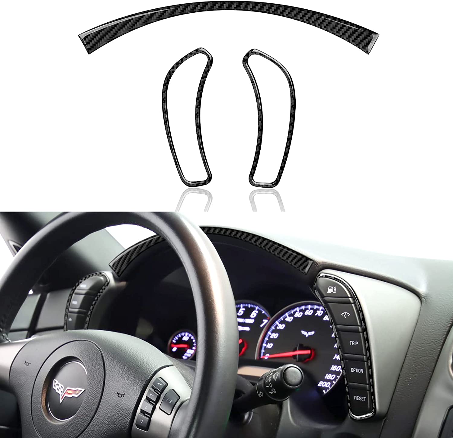 Car Speedometer Frame Sticker Decal Carbon Fiber Interior Trim Cover for C6 2005 2006 2007 Car Accessories - Delicate Leather
