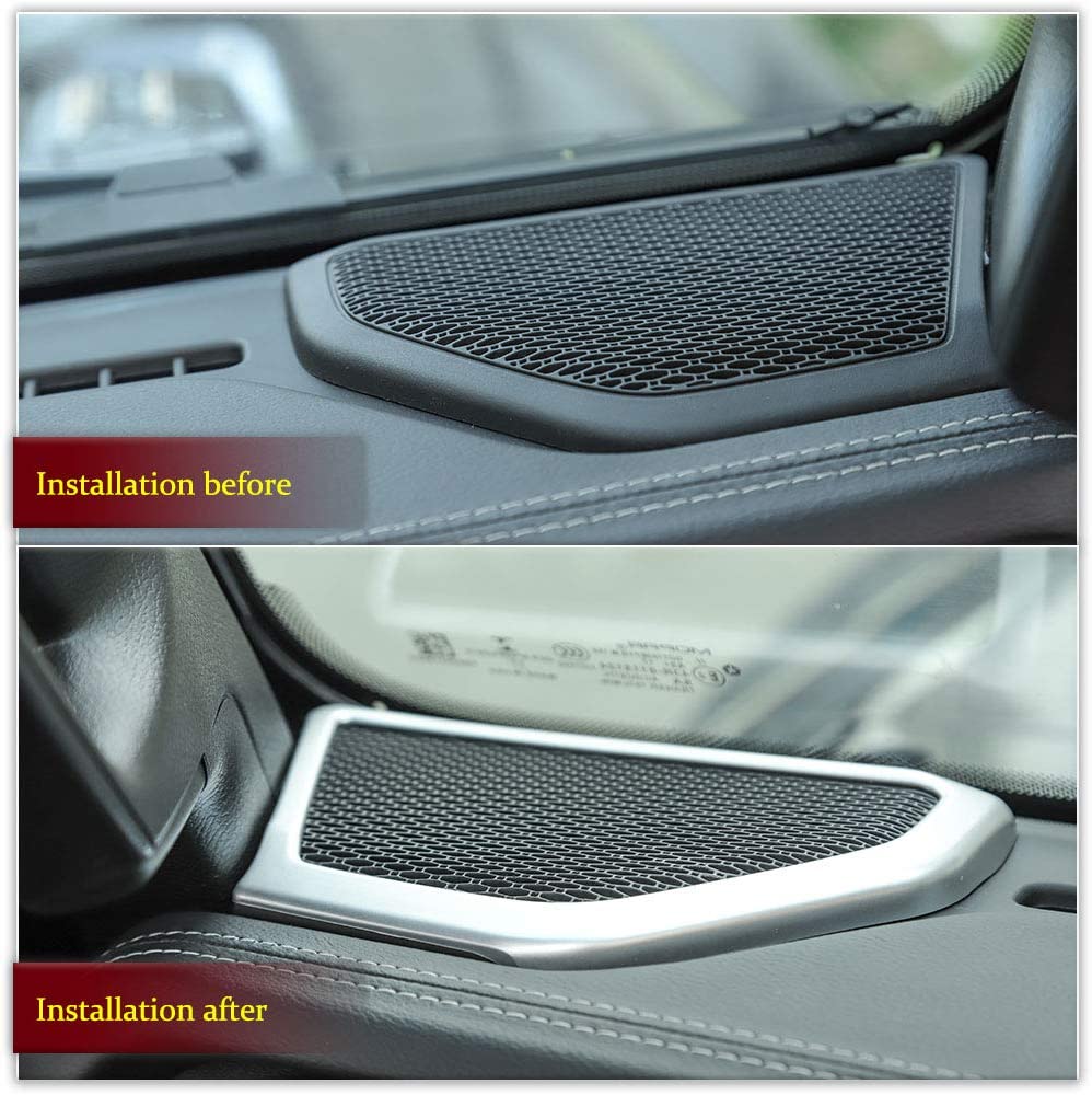 A Pillar Speaker Decoration Cover Trim Car Interior Accessories Compatible with 2018 2019 2020 2021 Wrangler JL JLU Gladiator JT (Silver) - Delicate Leather