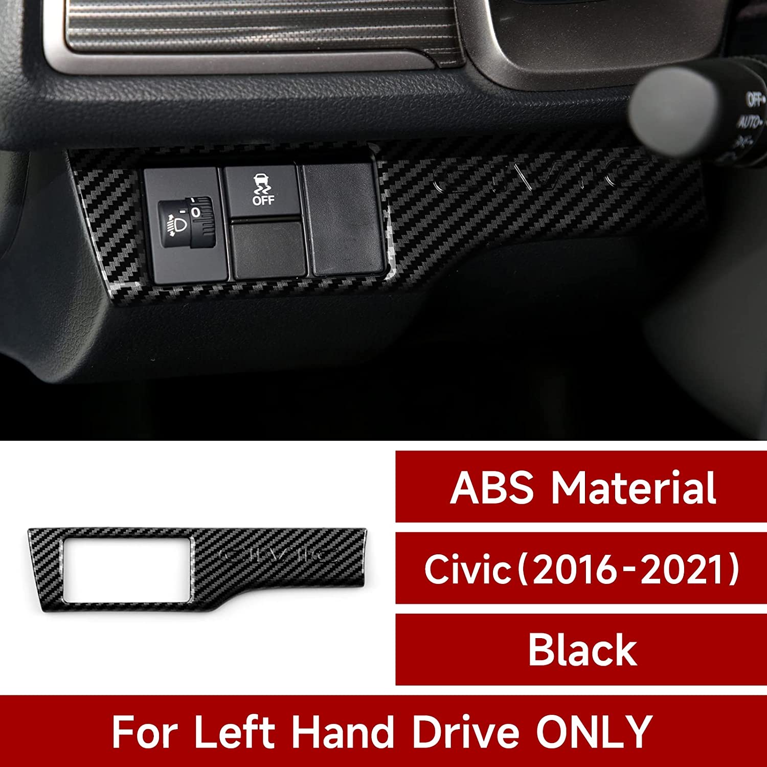 ABS Carbon Fiber Compatible with Accessories Headlight Switch Button Trim Interior Sticker - Delicate Leather