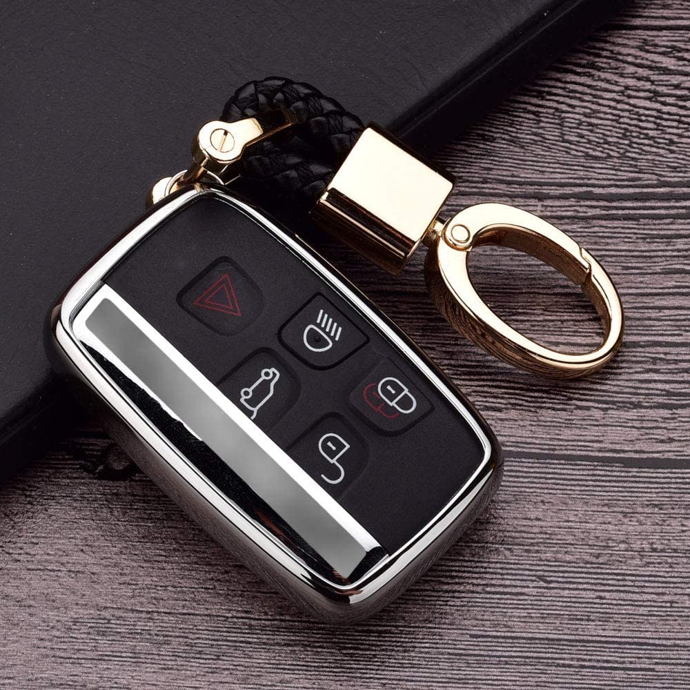 5 Buttons TPU Smart Remote Key Fob Case Cover Compatible with Defender Discovery Sport LR2 LR3 LR4 Sport EVOQUE - Delicate Leather