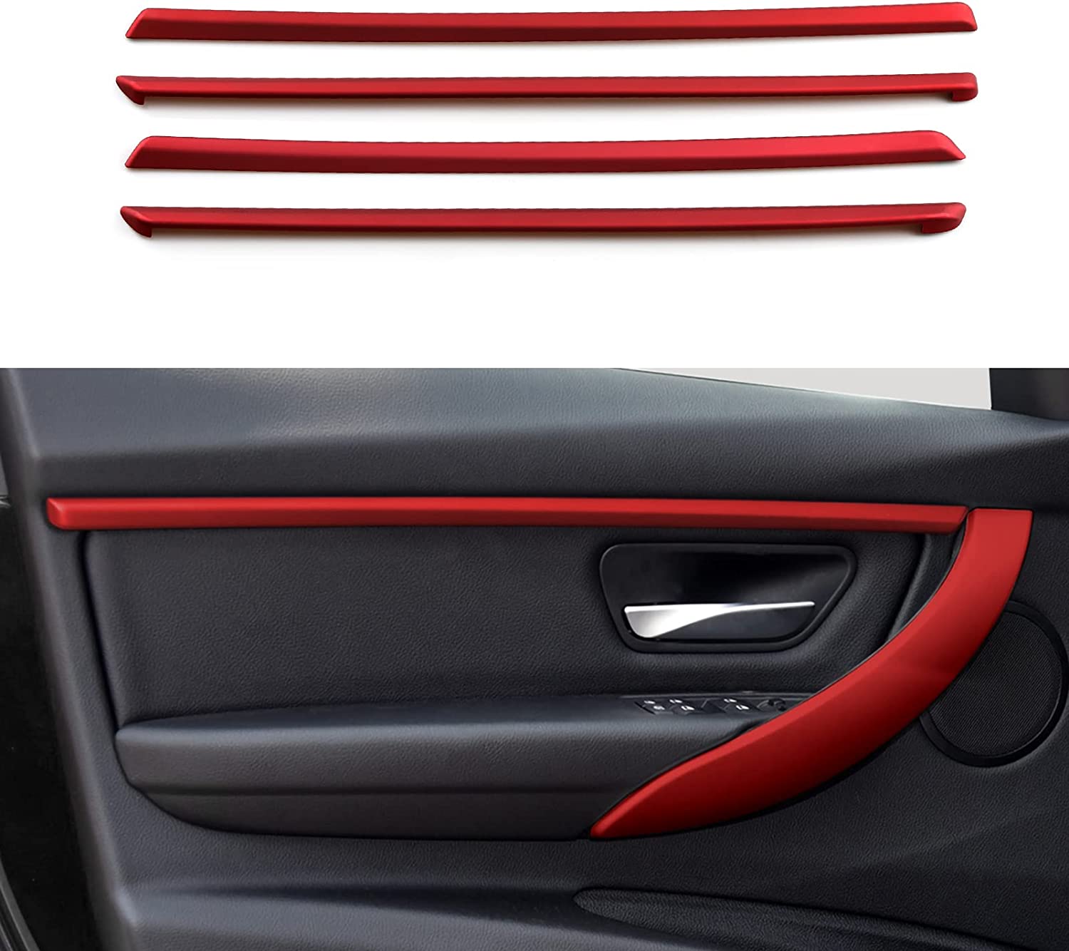 Car Door Cover Decoration Strips Sticker ABS Decal Trim Compatible with 3 Series Interior Accessories -- ONLY for F30 - Delicate Leather