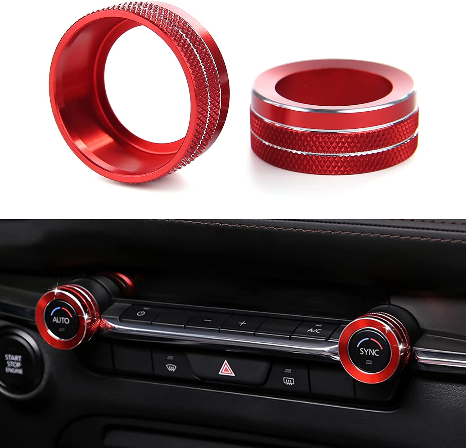 2 PCS Compatible with CX-5 Accessories Sporty Car Auto AC Air Conditioning Knob Cover Trims Center Console Interior Decoration Sticker - Delicate Leather