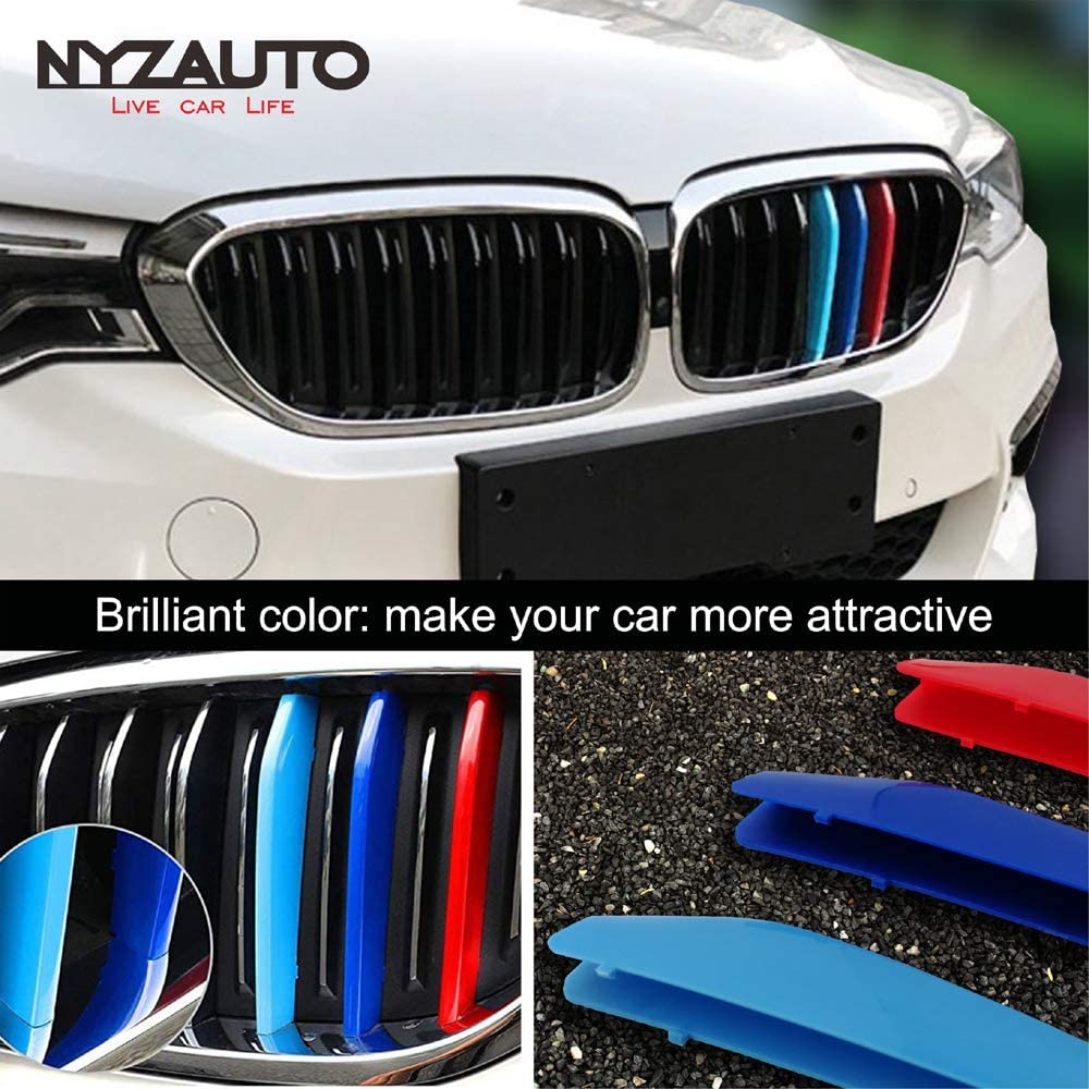 M-Colored Stripe Grille Insert Trims Compatible with 2017-up G30 G31 5 Series 520i 530i 540i 550i 9-Beam Kidney Grille - Delicate Leather