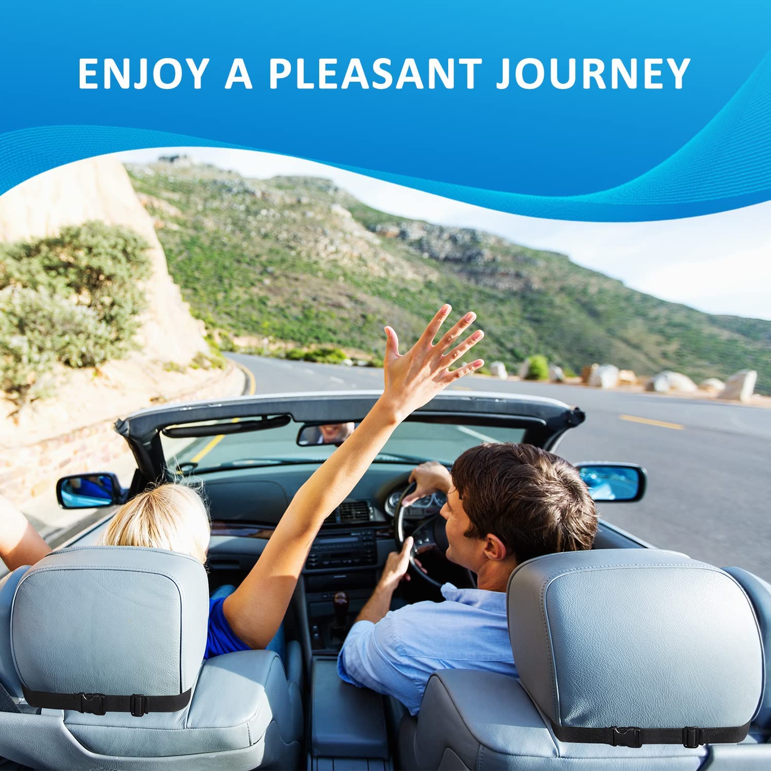 Lumbar Support Pillow for Car-Custom For Cars-Car Back Support-Memory Foam Car Lumbar Support for Driving Fatigue/Back Pain Relief - Dual Straps Better Fix The Car Cushion - Delicate Leather