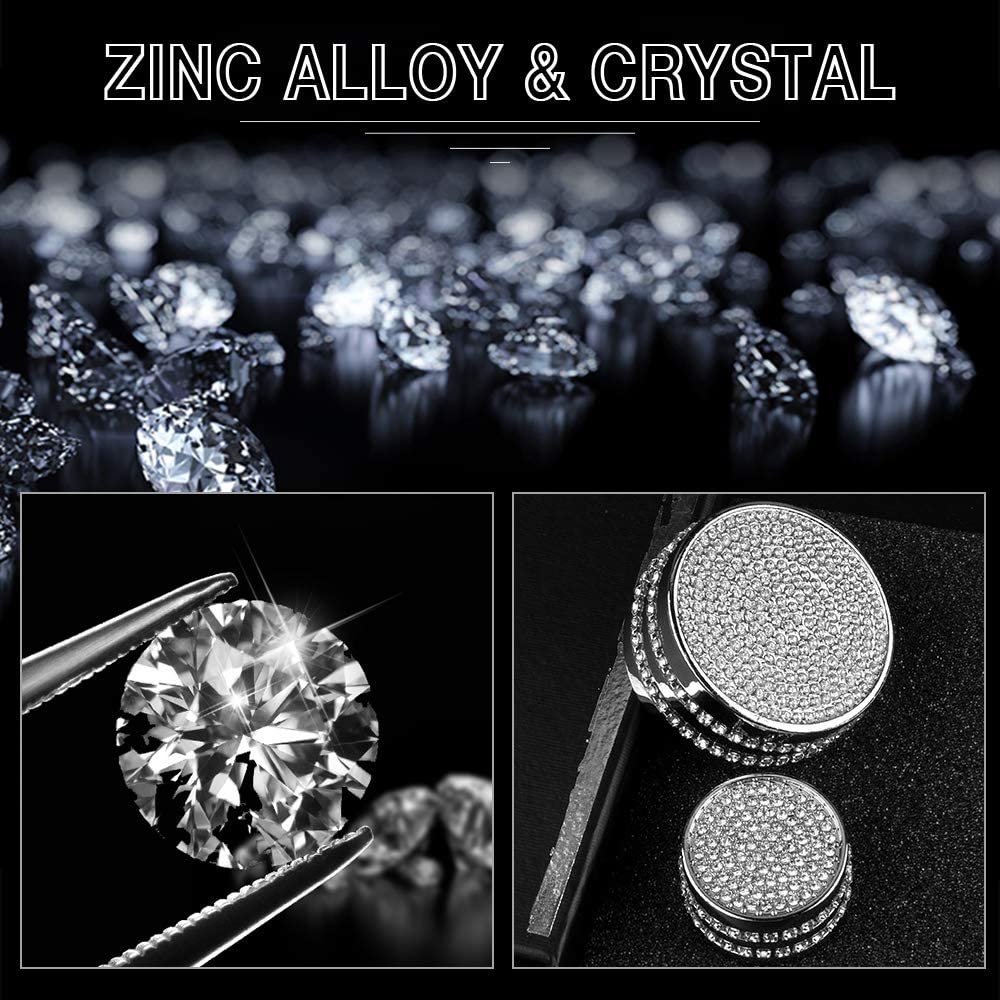 Car Interior Bling Accessories for 3 6 CX-3 CX-5 CX-9 CX3 CX5 CX9 Volume Media Multimedia Knobs Decals Stickers Covers Cap Parts Decoration Men Women Zinc Alloy Crystal Silver Pack of 2 - Delicate Leather