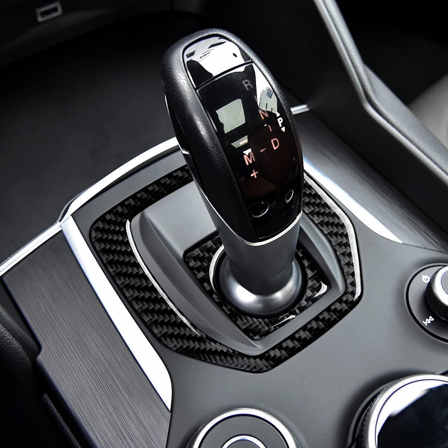 Car Gear Shift Trim Center Console Panel Cover Sticker Carbon Fiber Decal fits for Giulia Stelvio 2017 2018 2019 Accessories - Delicate Leather