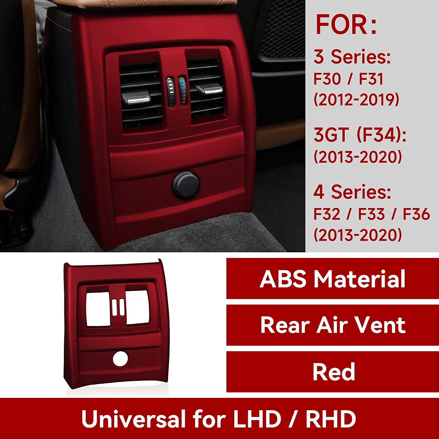 Car Sticker Rear Air Vent Cover Decal ABS Trim Compatible with 3 4 Series F30 F31 F34 3GT F32 F33 F36 Accessories - Delicate Leather