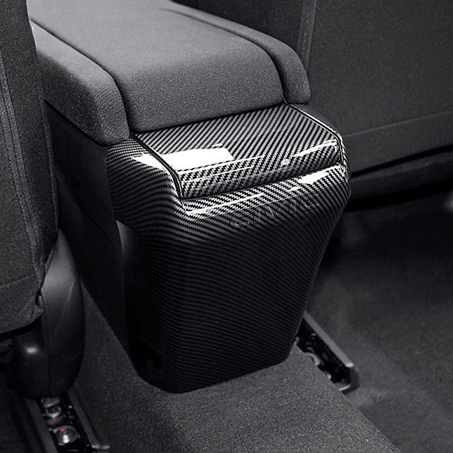 Armrest Box Cover Trim Decals Compatible with 2016 2017 2018 2019 2020 2021 Civic Accessories ABS Carbon Fiber Interior Sticker - Delicate Leather