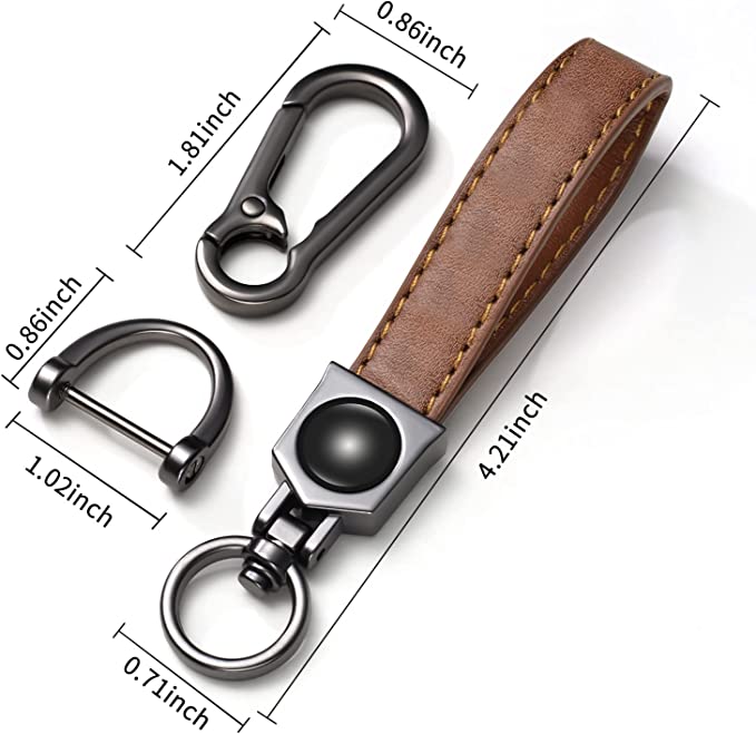 Leather Car Key Chain Key, Car Keyring Keychain Replacement for Car Key FobCar Key Fob Accessory Men Women, Brown - Delicate Leather