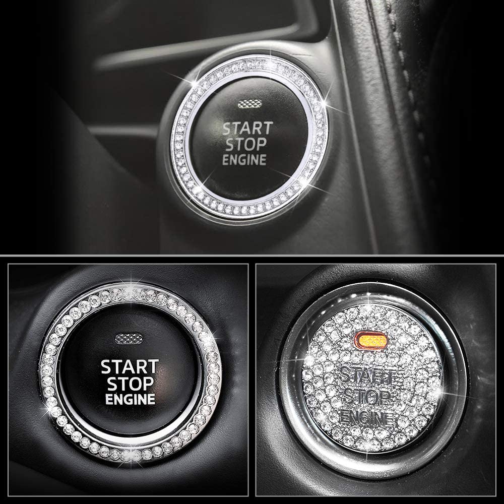Car Interior Bling Accessories for 3 6 CX-3 CX-5 CX-9 MX-5 Miata Ignition Ring Push Start Stop Engine Decals Stickers Caps Covers Parts Decoration Men Women Zinc Alloy Crystal Silver - Delicate Leather