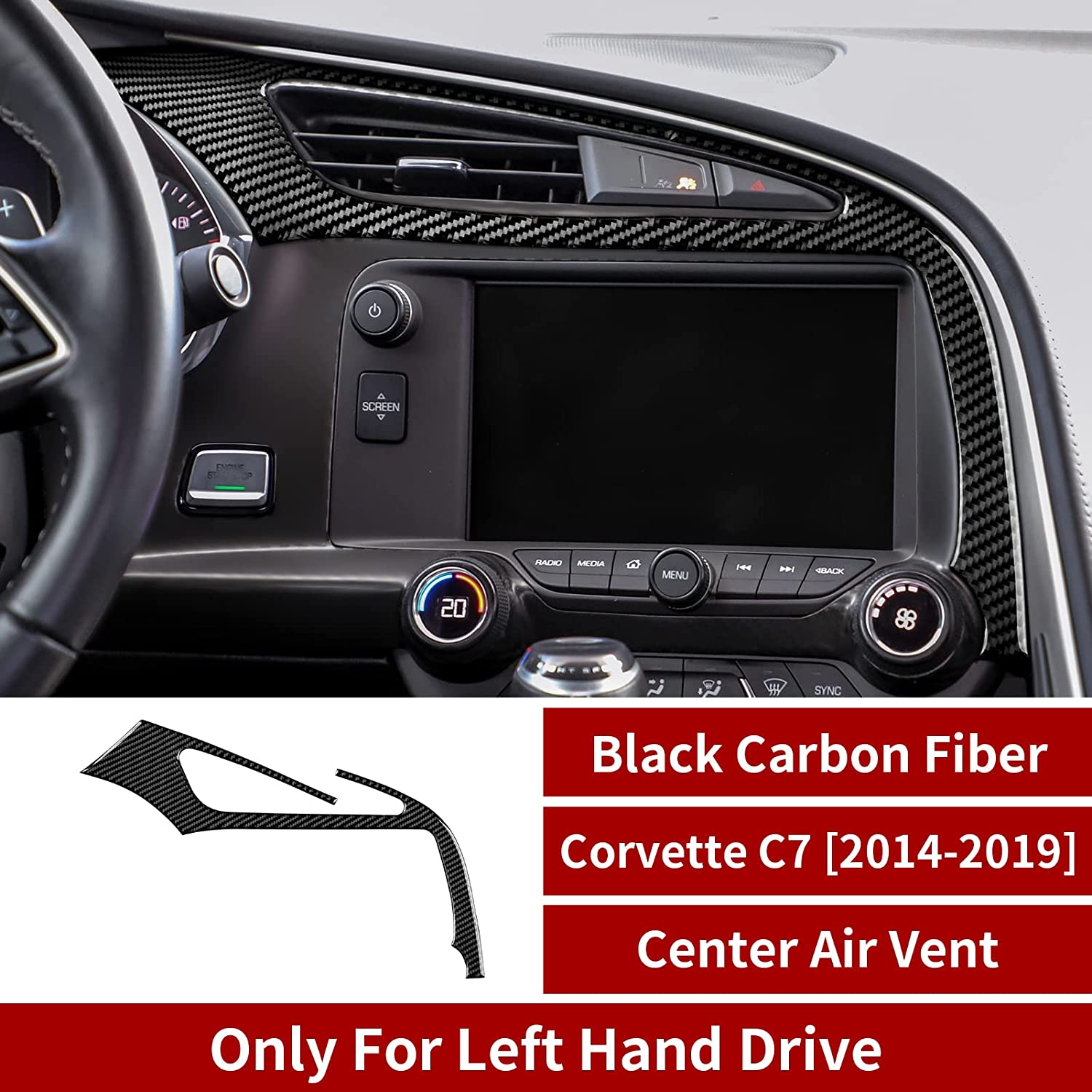 C7 Car Center Air Vent Sticker Decal Carbon Fiber Interior Trim Accessories Cover for C7 2014 2015 2016 2017 2018 2019 - Delicate Leather