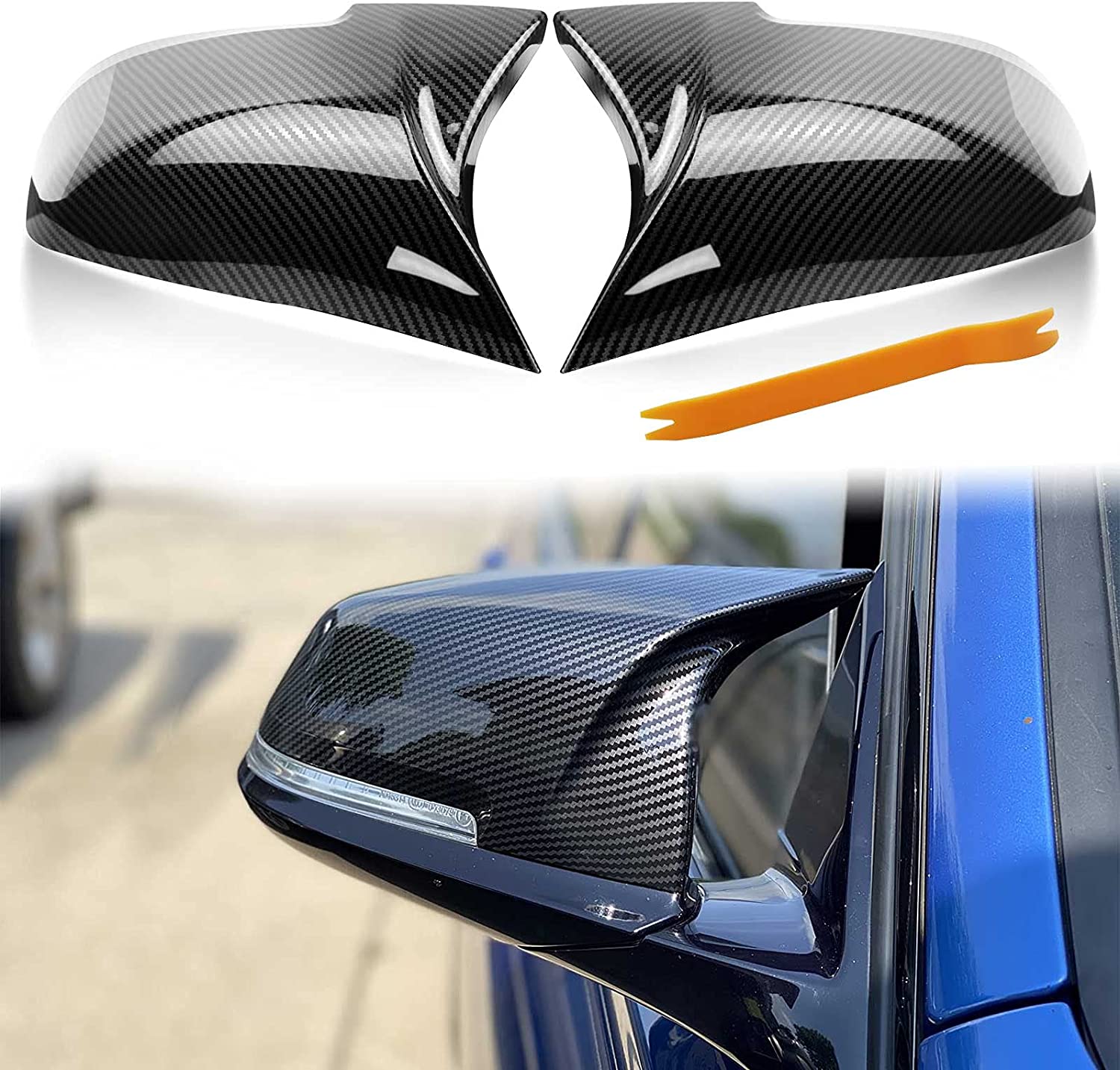 Door Mirror Covers Carbon Fiber Side Mirror Cover Caps Rearview Replacement for BMW F20 F22 F23 F30 F31 F32 F33 F36 F87 M2 X1 E84 - Delicate Leather