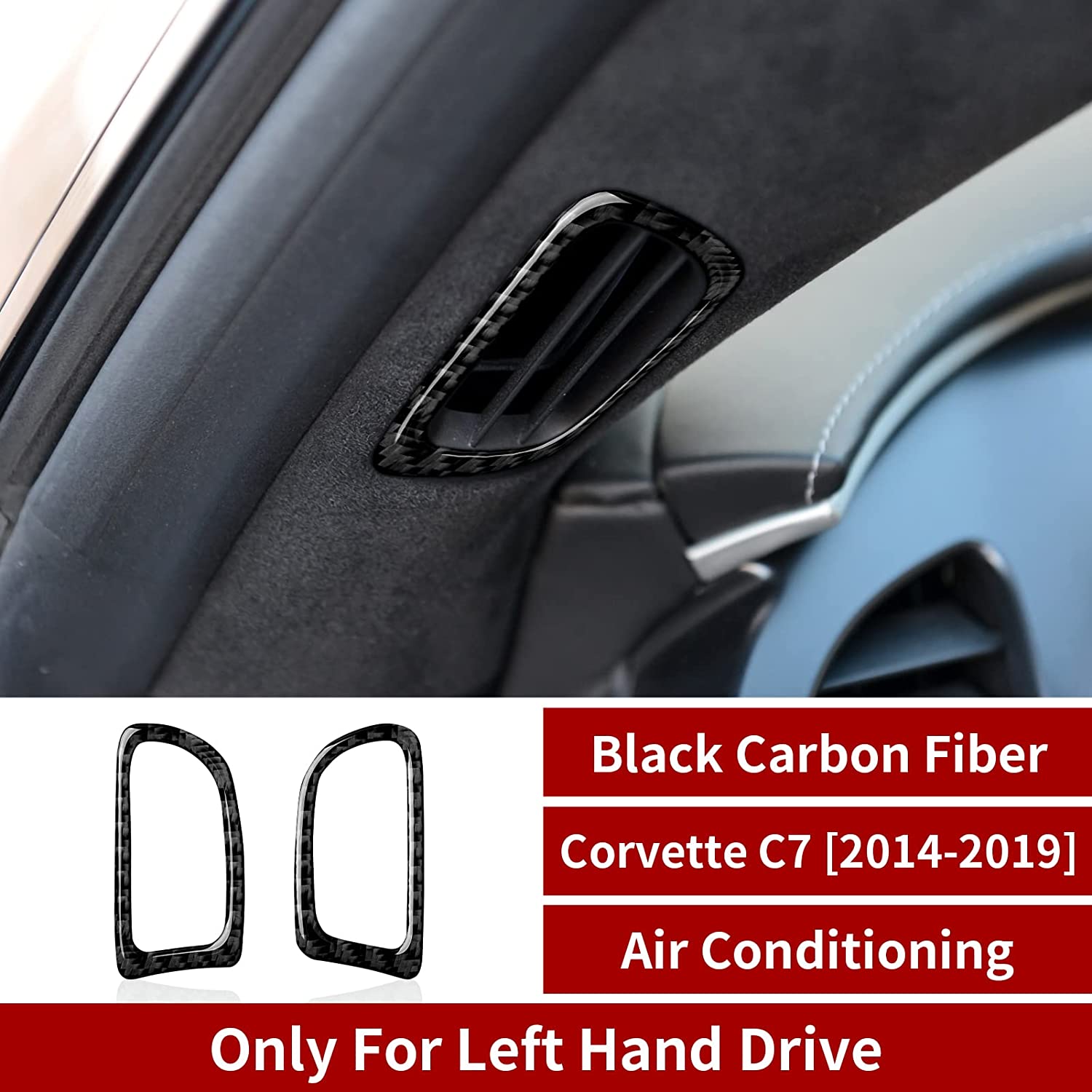 C7 Car Side Door Speaker Sticker Decal Carbon Fiber Interior Trims Accessories Cover for C7 2014 2015 2016 2017 2018 2019 - Delicate Leather