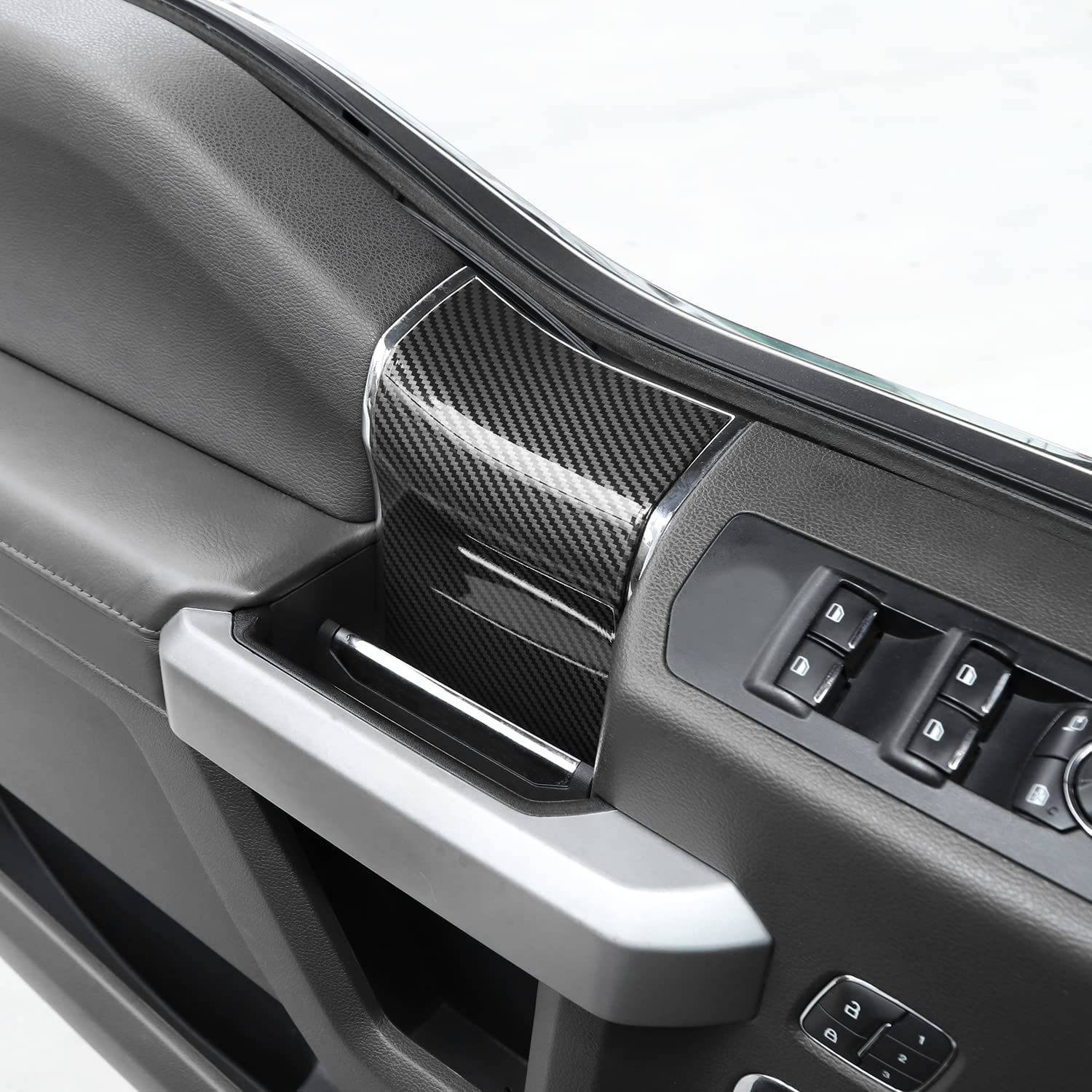 Interior Door Handle Panel Trim ABS Cover Accessories for 2015-2020 Ford F150 - Delicate Leather