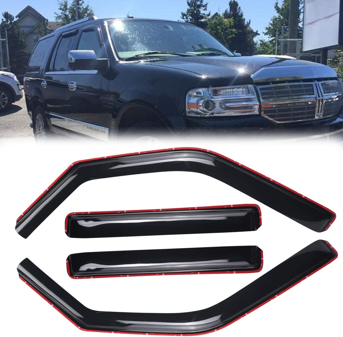 Original Side Window Wind Deflector, 4pcs In-Channel Nice Rain Guards Set, Vent Visor fit for 1997-2017 Ford Expedition 1998-2017 Lincoln Navigator 194233 - Delicate Leather