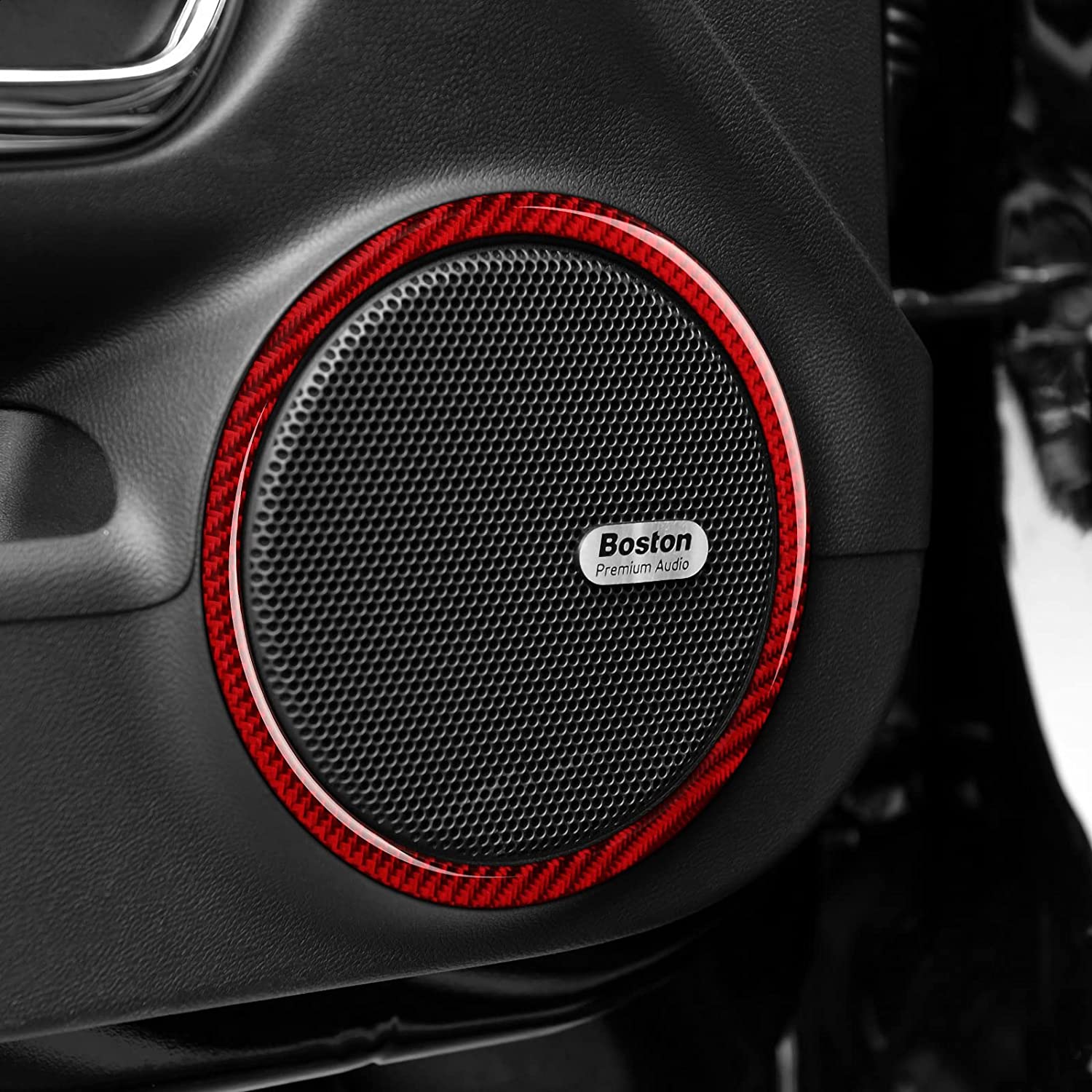 Carbon Fiber Car Door Audio Speaker Sticker Interior Trim Cover for Camaro 2010 2011 2012 2013 2014 2015 Accessories - Delicate Leather