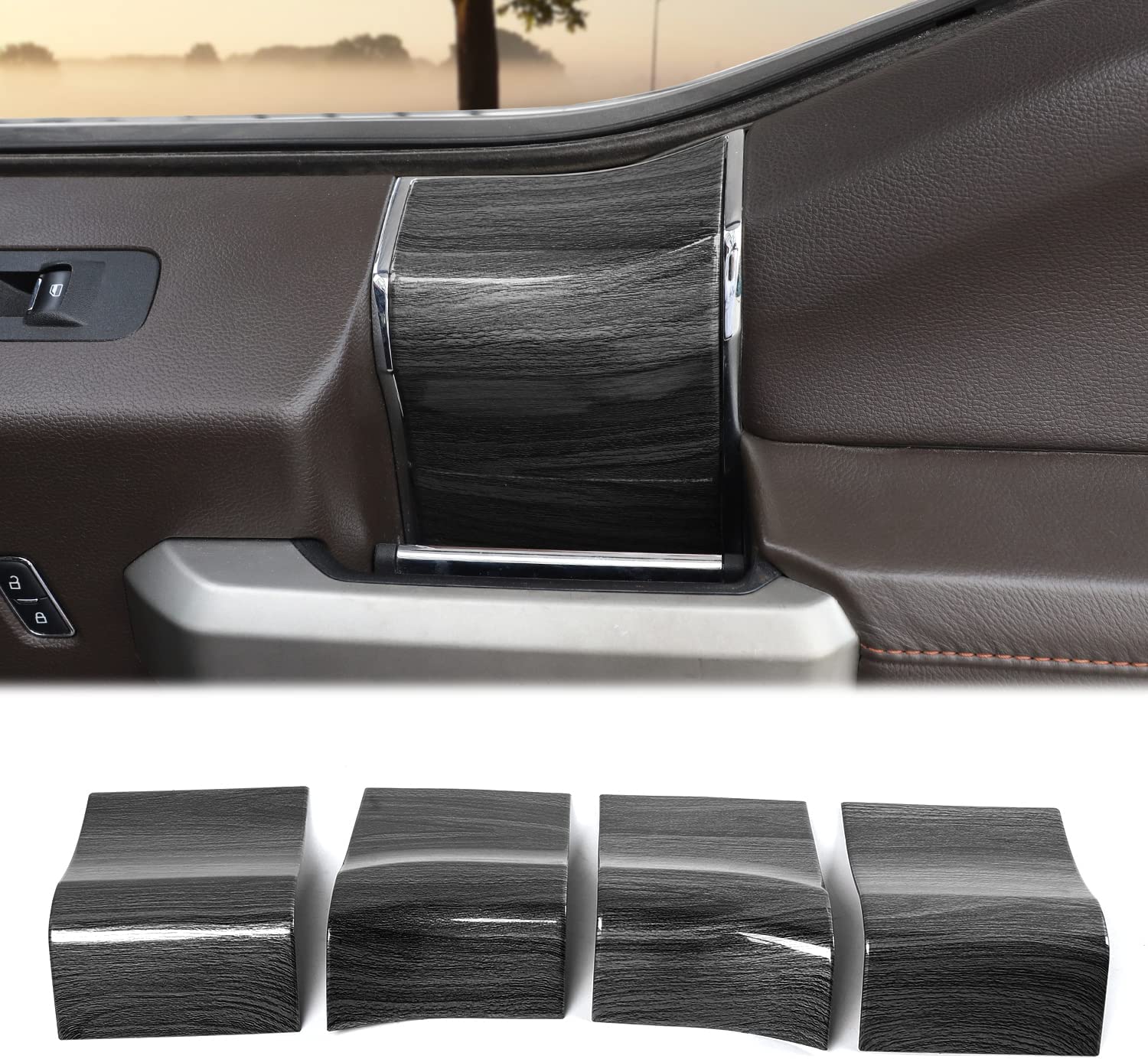 Interior Door Handle Panel Trim ABS Cover Accessories for 2015-2020 Ford F150 - Delicate Leather