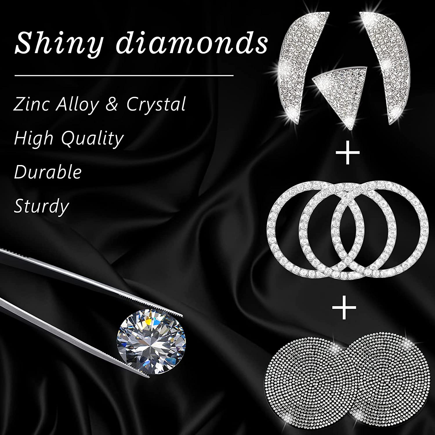 Bling Steering Wheel Accessories Compatible with Accessories Bling MDX RDX TLX TL CDX ZDX Interior Decoration Women 3D Rhinestone Decals Cover ,with 2 Anti Slip Silicone Car Coasters - Delicate Leather