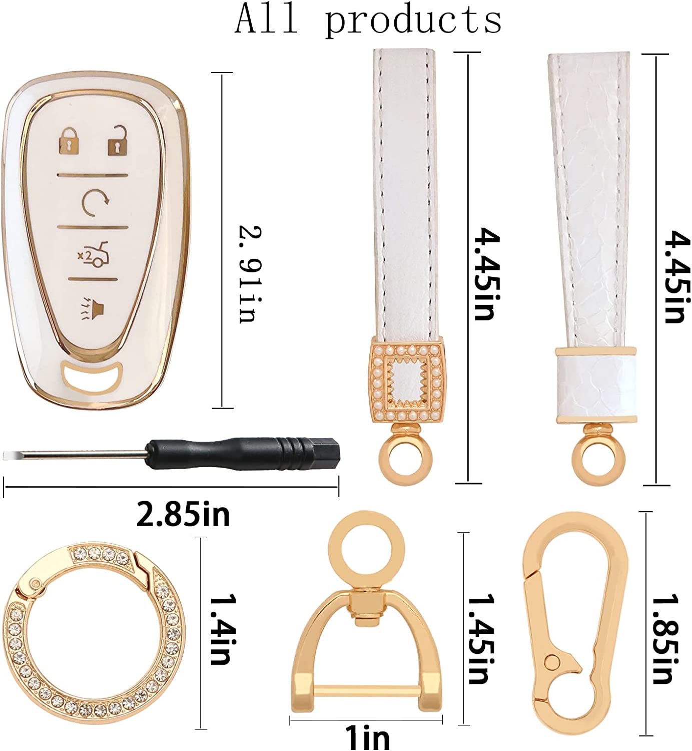 Key fob Cover.Two different materials Chevr keychain Accessories, 5 colors TPU key Cover .for Chevrolet,5 Buttons Smart Key - Delicate Leather