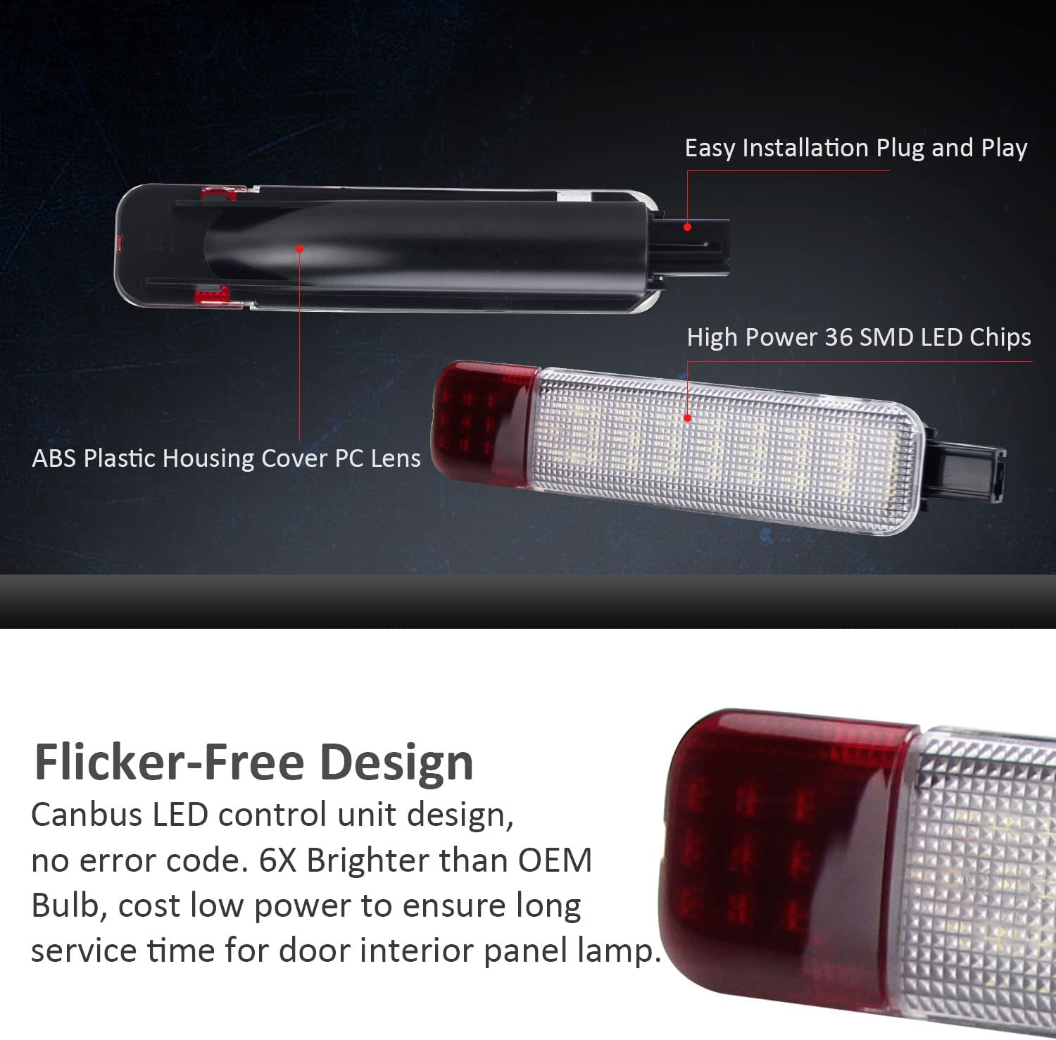 LED Interior Door Panel Light Courtesy Lamp Assembly White & Red Compatible with C/K Silverado/Sierra 1500 2500 3500 Suburban Tahoe Avalanche Yukon Escalade Hum-mer H2 - Delicate Leather