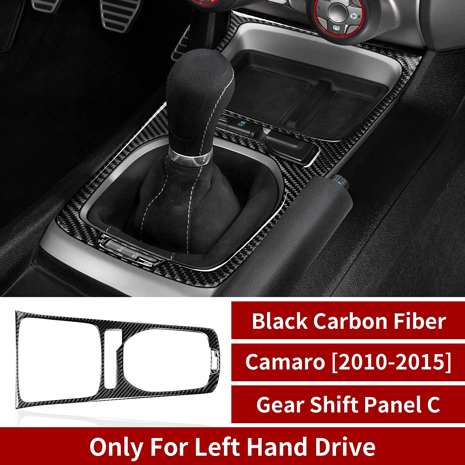 Car Gear Shift Panel Sticker Decal Carbon Fiber Interior Trim Cover Compatible with Chevrolet Camaro 2010 2011 2012 2013 2014 2015 Car Decoration Accessories - Delicate Leather