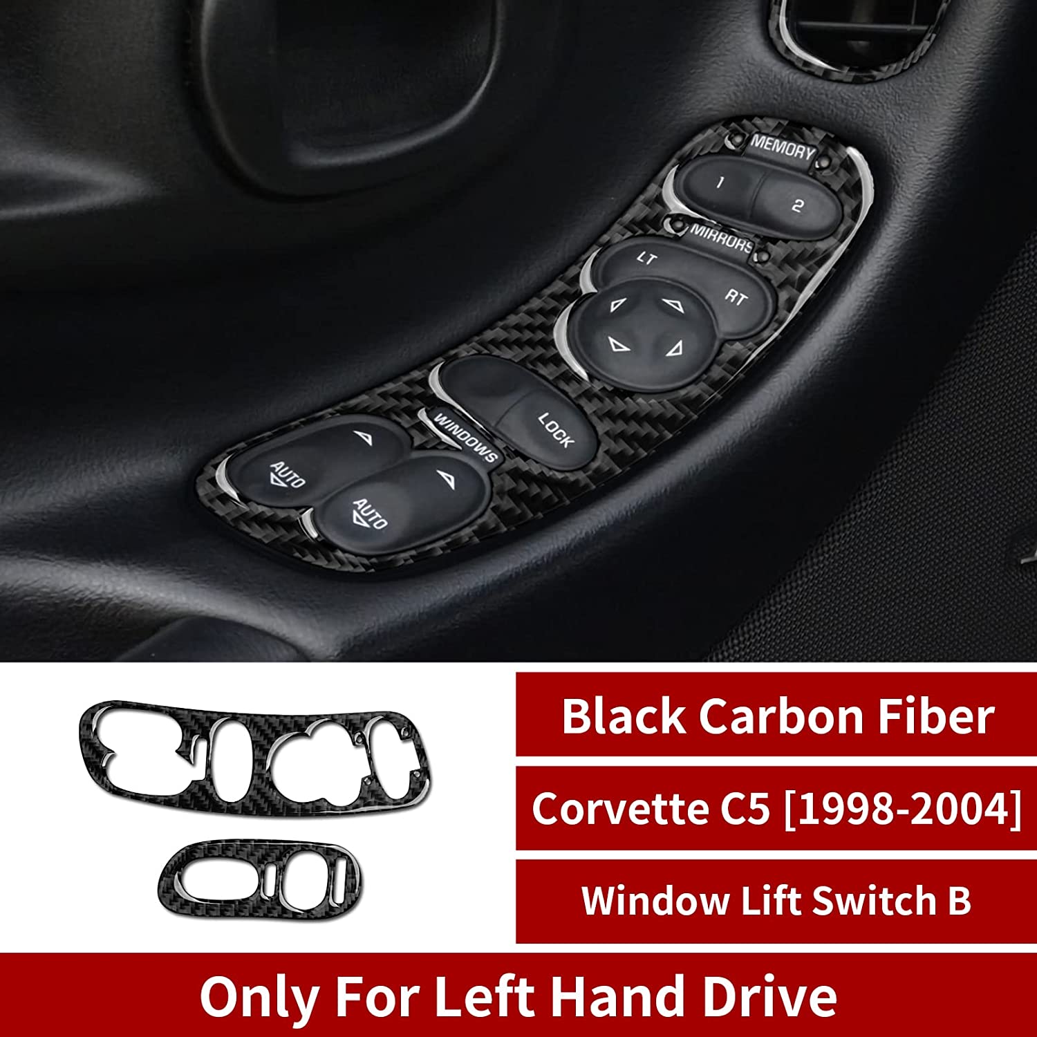 Carbon Fiber Car Window Lift Switch Sticker Decal Interior Trim Cover for C5 1998 1999 2000 2001 2002 2003 2004 Accessories - Delicate Leather
