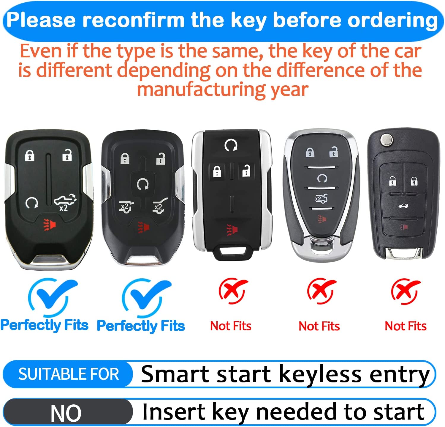 Fob Chevy Key Fob Cover Keychain Fit for 2018-2022 Chevrolet Silverado And GMC Sierra 1500 2500HD 3500HD 2015-2021 Smart Key Shell Case - Delicate Leather