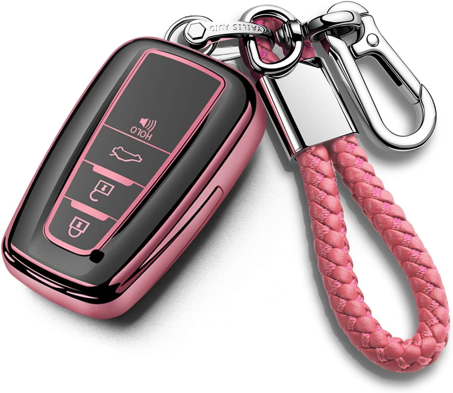 Key Fob Cover with Keychain,Special Soft TPU Key Case Protector Compatible with 2018-2022 RAV4 Camry Avalon Corolla Highlander C-HR Prius