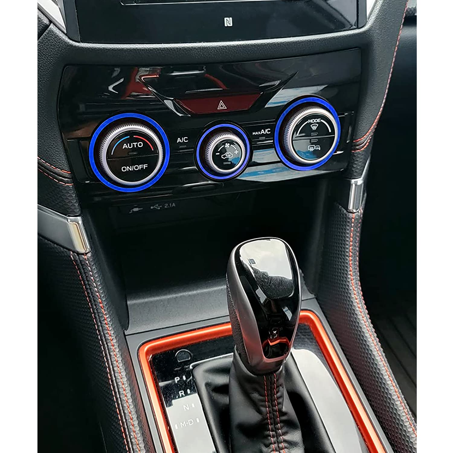 AC Climate Control Knob Outer Ring Covers Compatible with Crosstrek 2018-2023 Forester 2019-2022 Impreza 2017-2023, Air Condition Switch Volume Control Trim - Delicate Leather