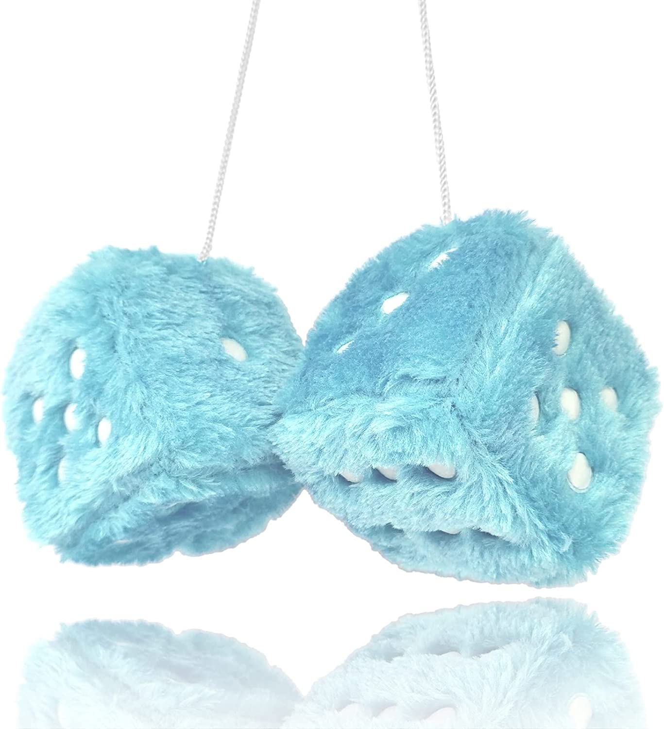 Fuzzy Plush Dice for Car Mirror, Pair of Retro 3” Dice with Black Dots for Car Interior Hanging Ornament Decoration, Car Accessories, Custom For Cars