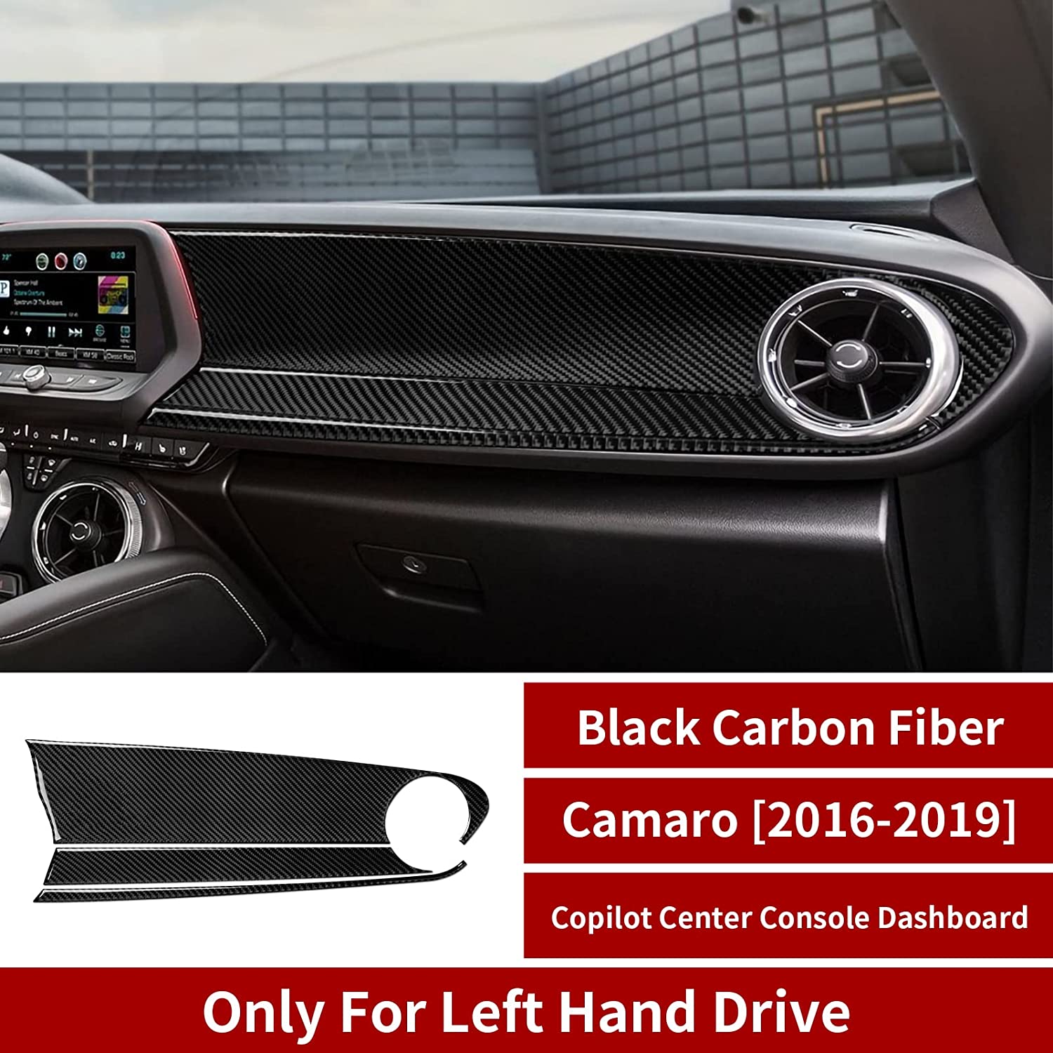 Car Copilot Center Console Dashboard Sticker Decal Carbon Fiber Interior Trim Cover Compatible with Camaro 2016 2017 2018 2019 Accessories - Delicate Leather