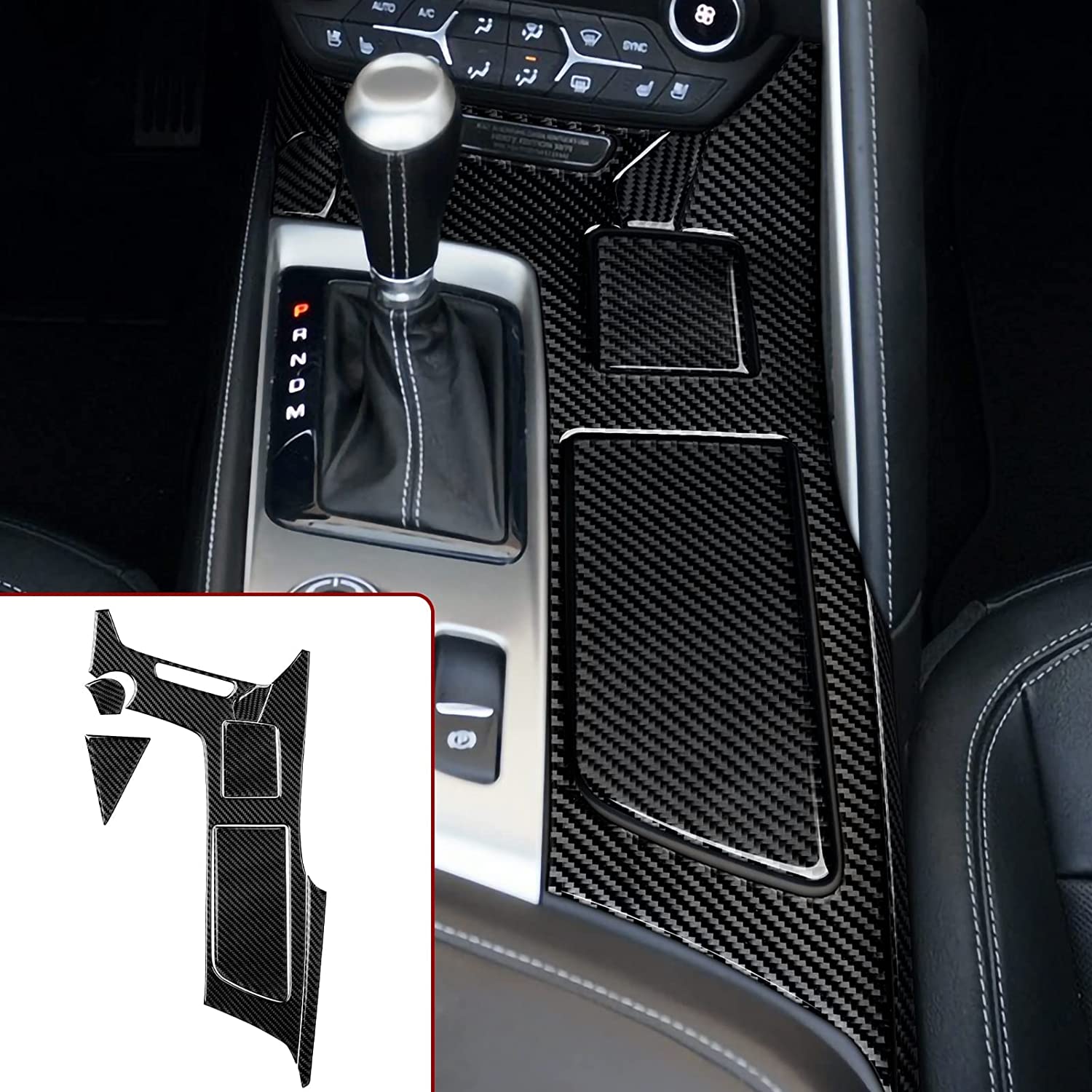 C7 Car Central Console Cup Holder Sticker Decal Carbon Fiber Interior Trims Accessories Cover for C7 2014 2015 2016 2017 2019 - Delicate Leather
