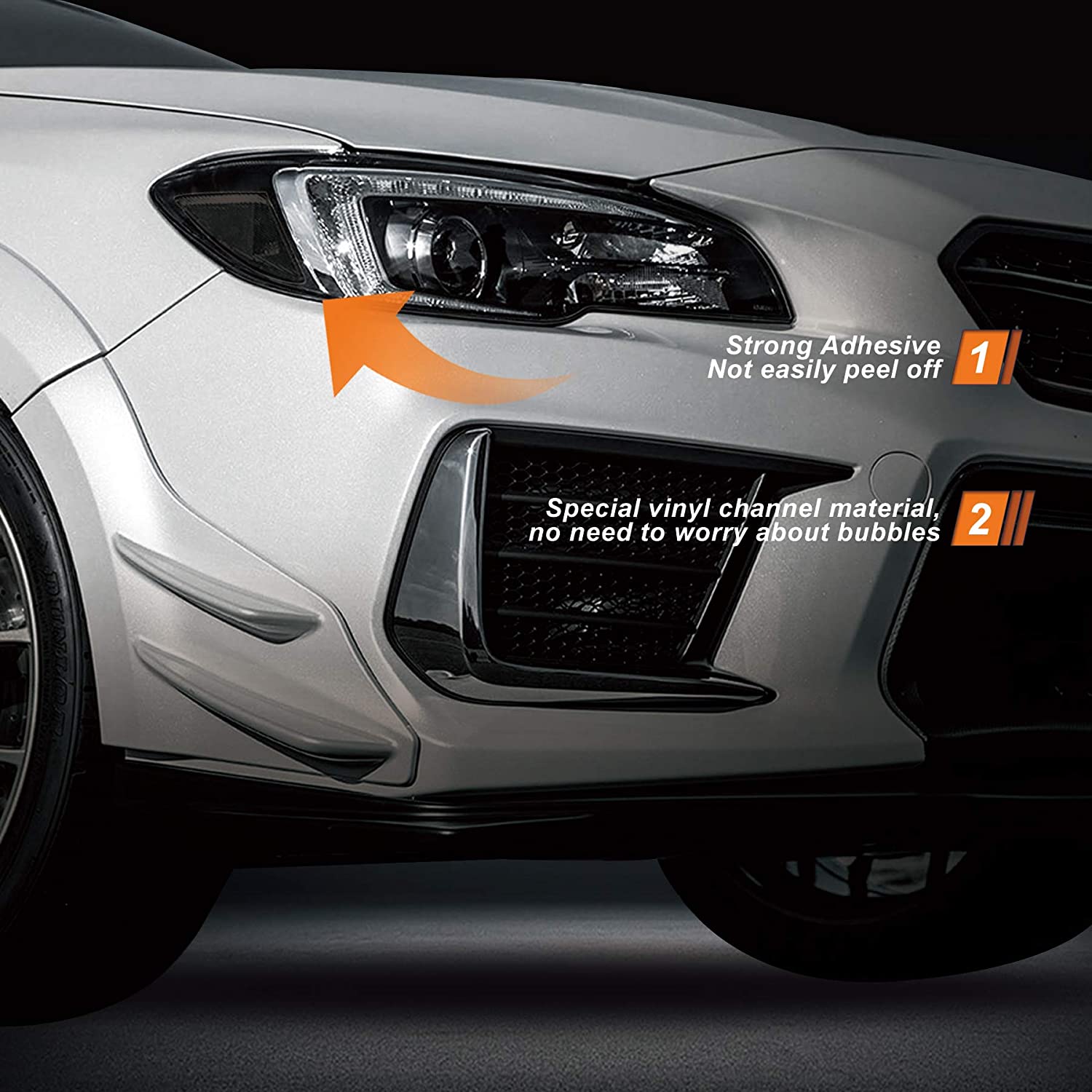 Blackout Headlight & Taillight Vinyl Tint Film, Precut Overlay, Tail Light Wrap Cover Compatible with WRX/WRX STI 2015-2020 - Delicate Leather