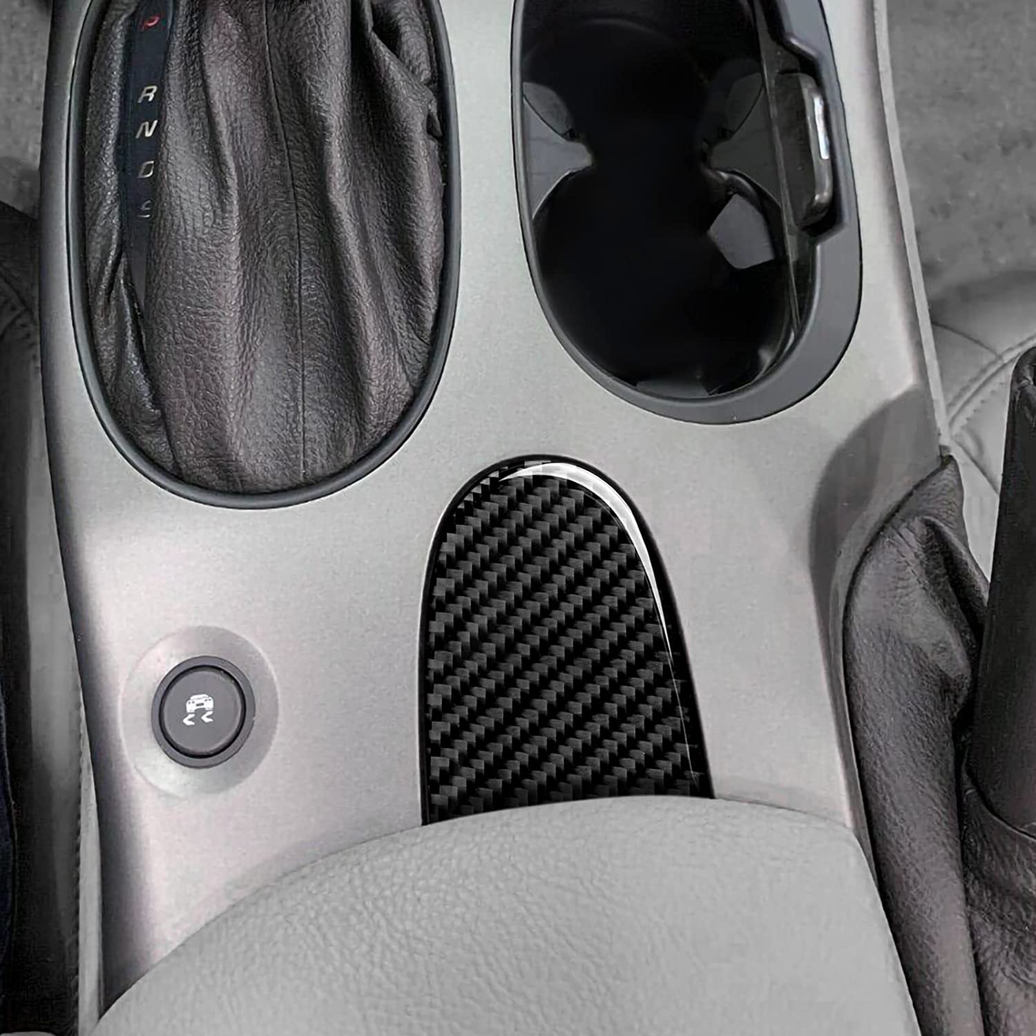 Car Gear Shift Panel Sticker Decal Interior Trim Cover Compatible with C6 2005 2006 2007 Car Decoration Accessories - Delicate Leather