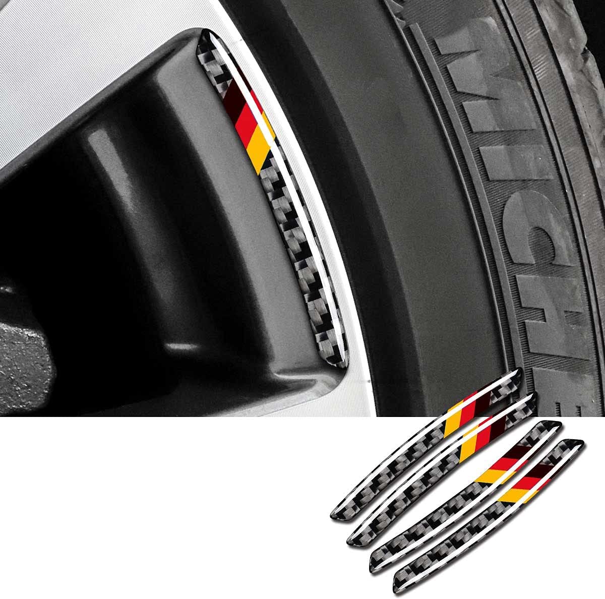 4PCS Universal Wheel Sticker, 3D Tricolor Flag Emblem Badge for All Models, Universal Carbon Fiber Wheel Protection, Germany Flag Emblem Accessories - Delicate Leather