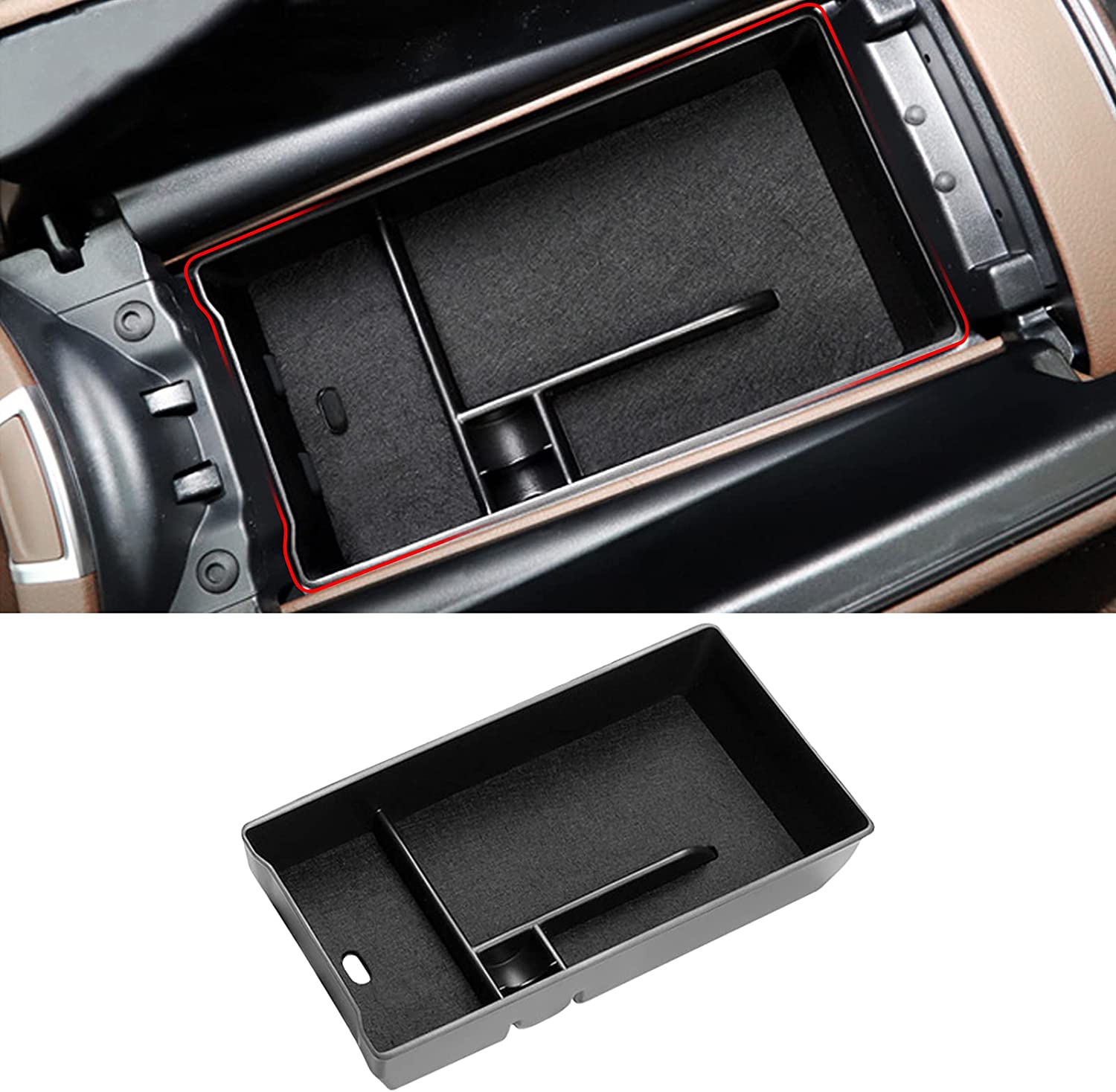 2021-2022 E Class Center Console Organizer Tray, Center Armrest Glove Compartment Container Compatible with E250 E300 E320 E350 E400 E450 E500 E550 E43 E53 E63 - Delicate Leather