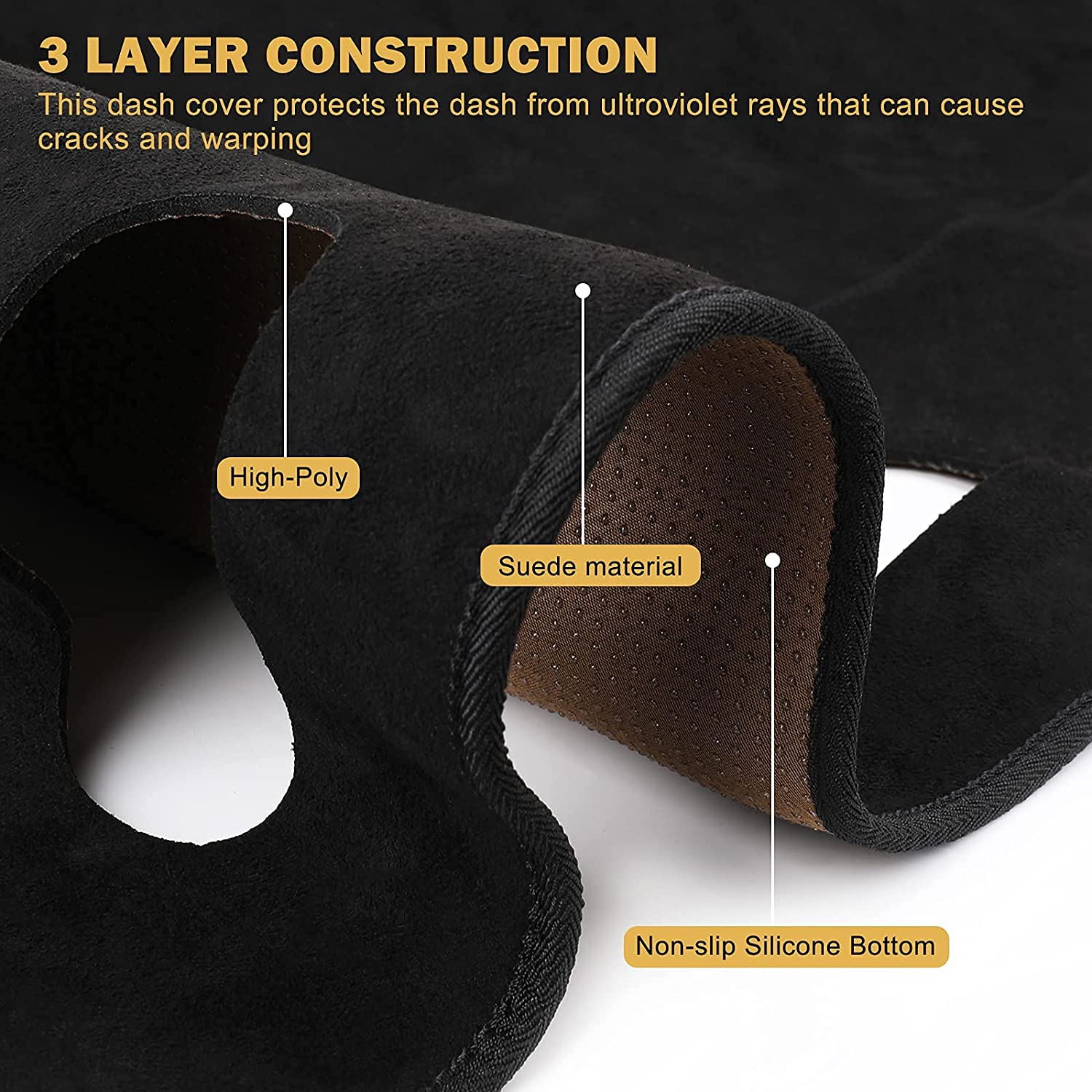 Dashboard Cover Dash Mat Compatible with 2007 2008 2009 2010 2011 Camry Accessories Dash Covers - Delicate Leather