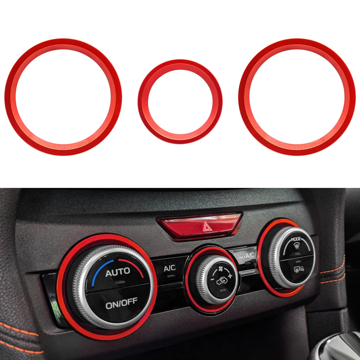 AC Climate Control Knob Outer Ring Covers Compatible with Crosstrek 2018-2023 Forester 2019-2022 Impreza 2017-2023, Air Condition Switch Volume Control Trim - Delicate Leather