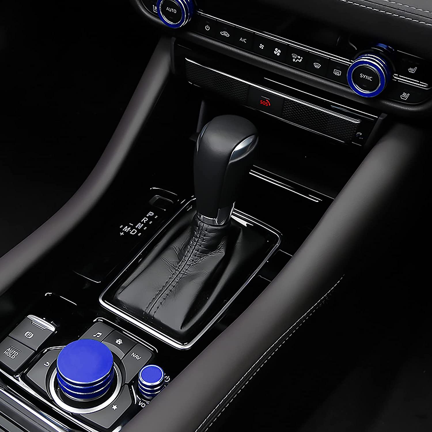 2pcs for Mazda 3 6 CX-5 CX-9 Accessories Sporty Car Interior Center Console Gear Panel Gears Volume Button & Multimedia Knob Cover Trims Caps - Delicate Leather