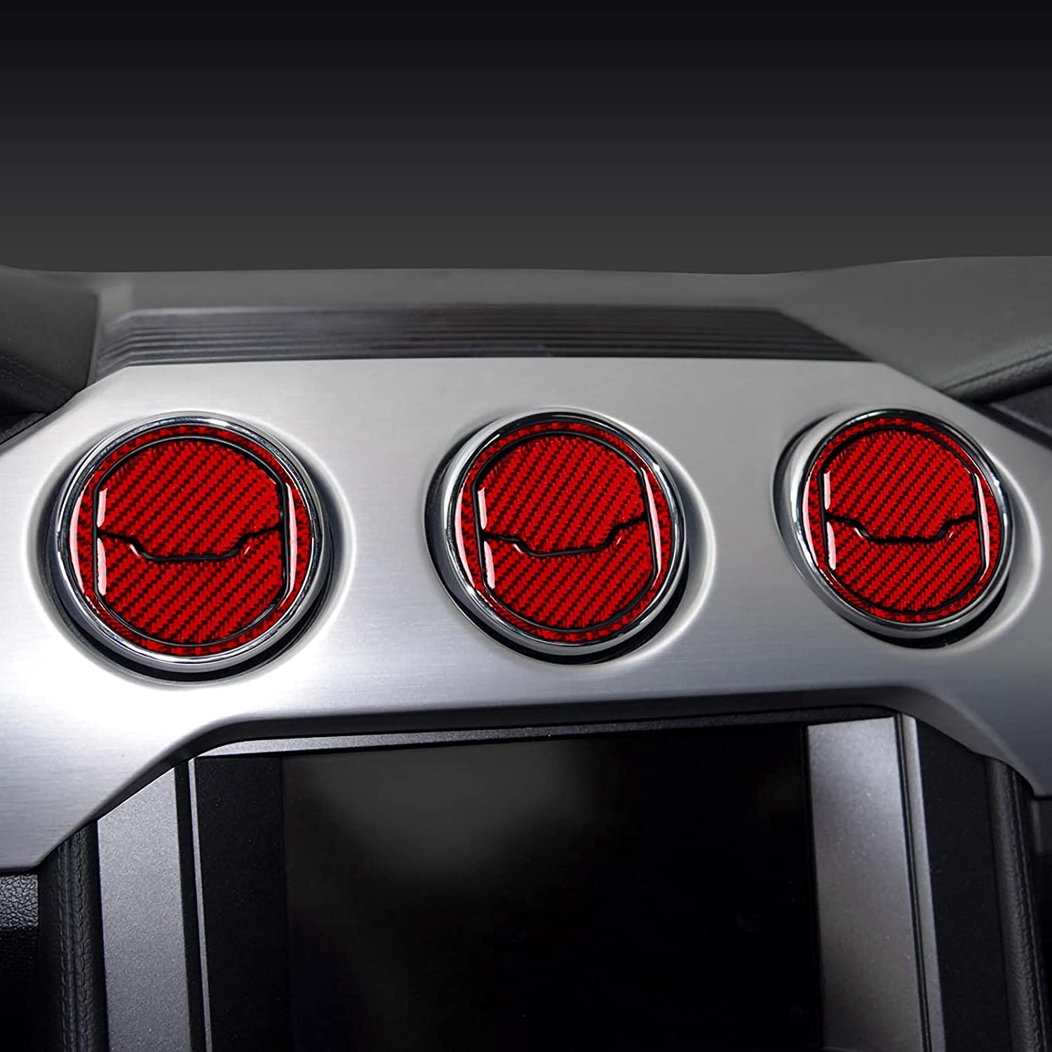 Carbon Fiber Car Central Air Outlet Sticker Decal Interior Trim Cover for Mustang 2015 2016 2017 2018 2019 2020 Accessories - Delicate Leather