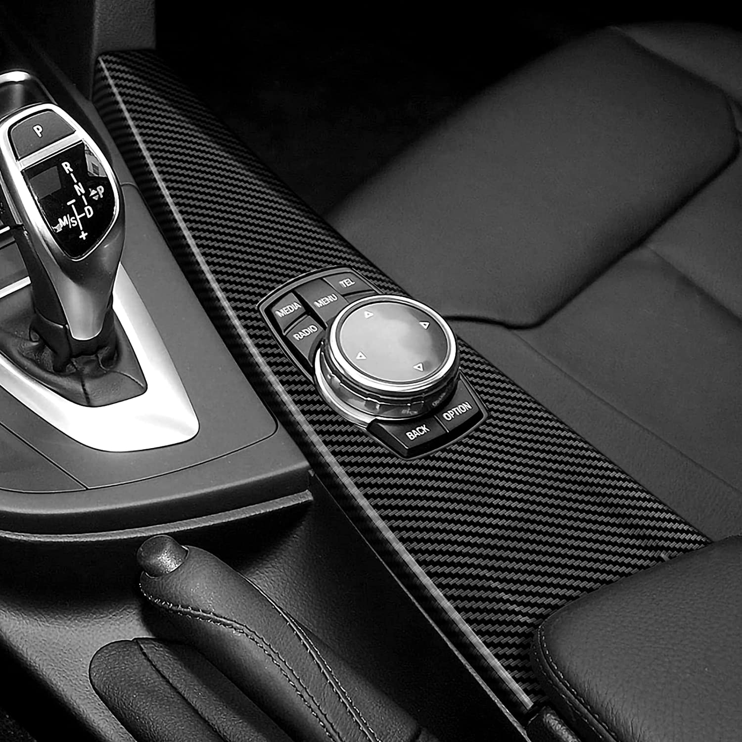 Car Multimedia Cover Sticker Wrap Carbon Color ABS Decal Trim fits for F30 F31 F34 3GT F32 F36 Accessories - Delicate Leather