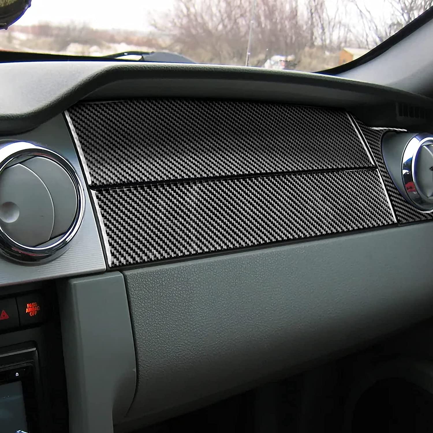 Car Copilot Air Vent Panel Stickers Decal Carbon Fiber Interior Trim Cover Compatible with Mustang GT 2005 2006 2007 2008 2009 S197 Car Accessories - Delicate Leather