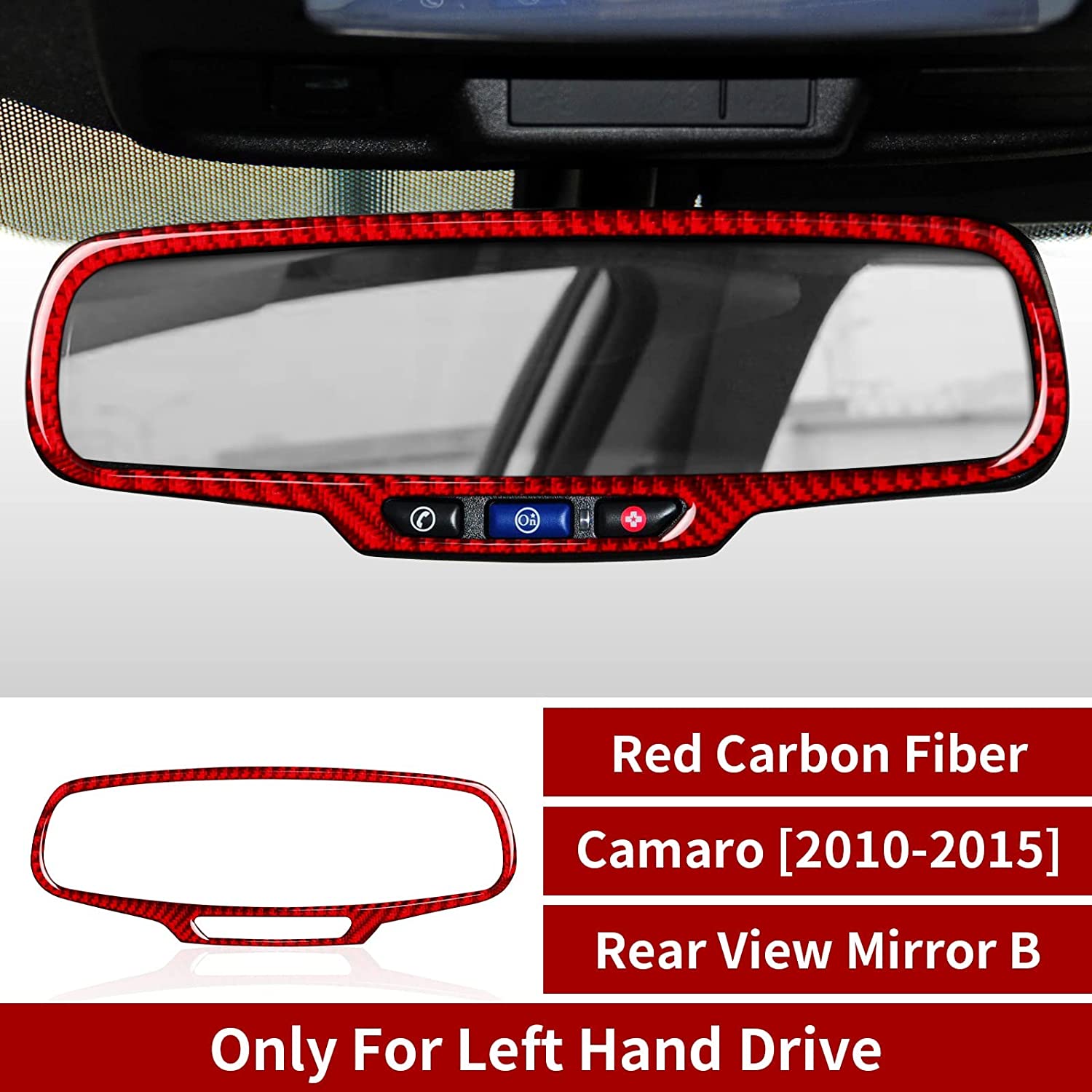 Car Rear View Mirror Sticker Decal Carbon Fiber Interior Trim Cover for Camaro 2010 2011 2012 2013 2014 2015 Car Accessories - Delicate Leather