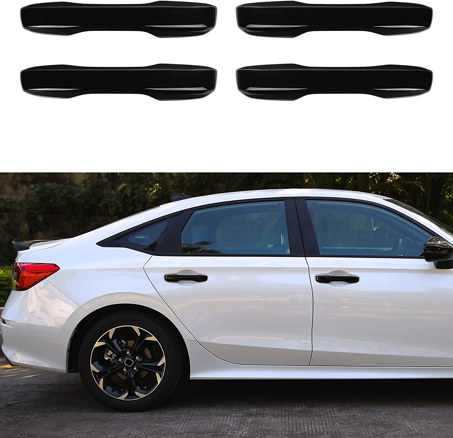 11th Gen Civic Accessories Door Handle Cover Exterior Grab Handle Protection Shell Car Decoration Trims Compatible with Civic 2022 2023 with Auto Lock - Delicate Leather