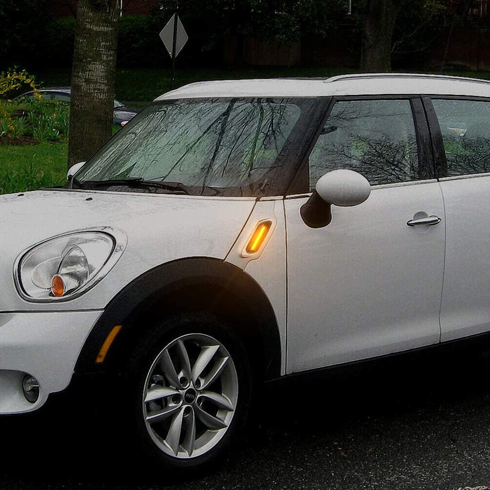 LED Front Fender Side Marker Lights Assembly Smoke Lens Turn Signal Lamp Replacement for R60 R61 Countryman Paceman, 2 Pcs - Delicate Leather