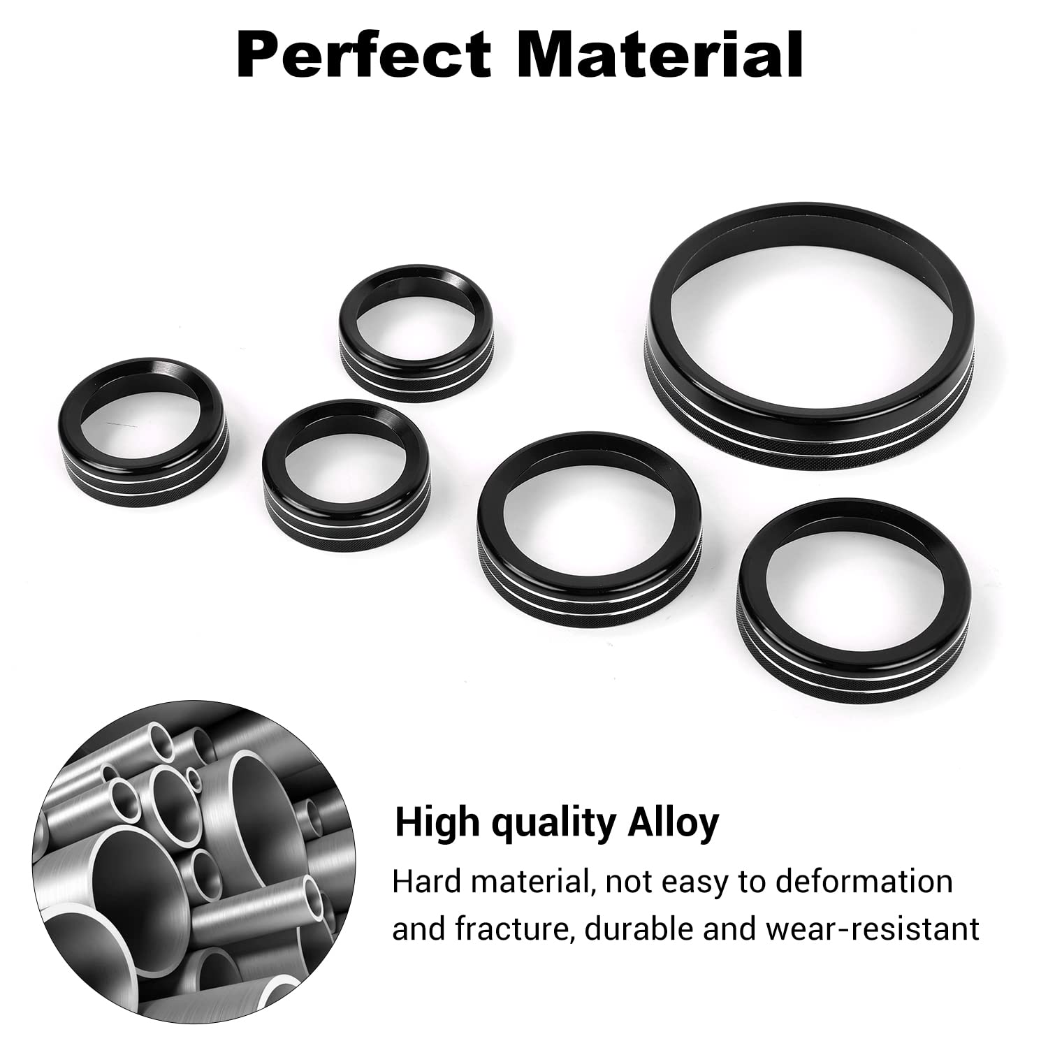 Air Conditioner Headlight Switch Knob 4WD Wheel Drive Trailer Gear Switch Knob Cover for 2021-2022 Ford Bronco Accessories Aluminum Alloy 6PCS?Don't fit Bronco Sport? - Delicate Leather